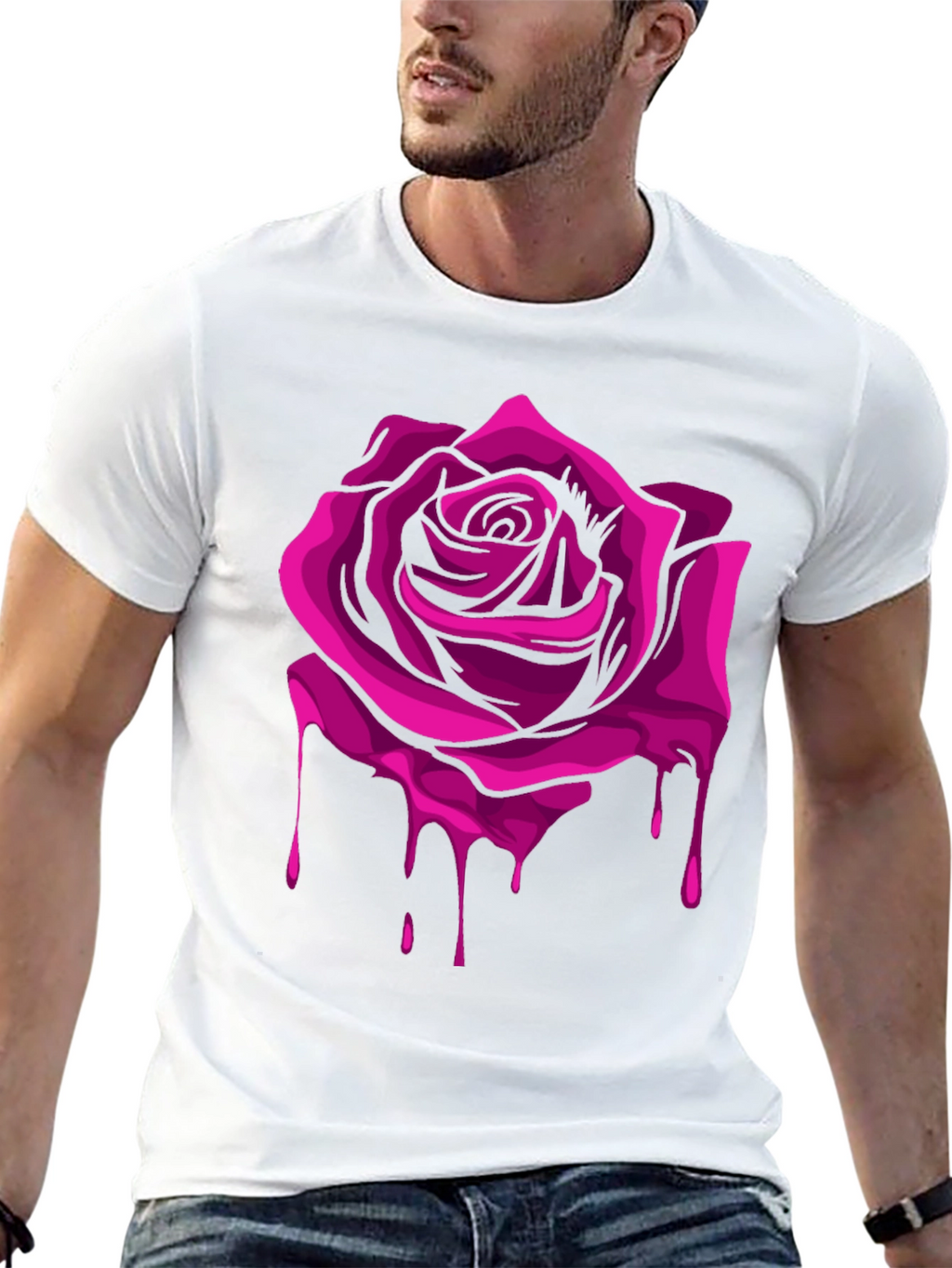 Rose Drip Graphic Tee - Modern Streetwear