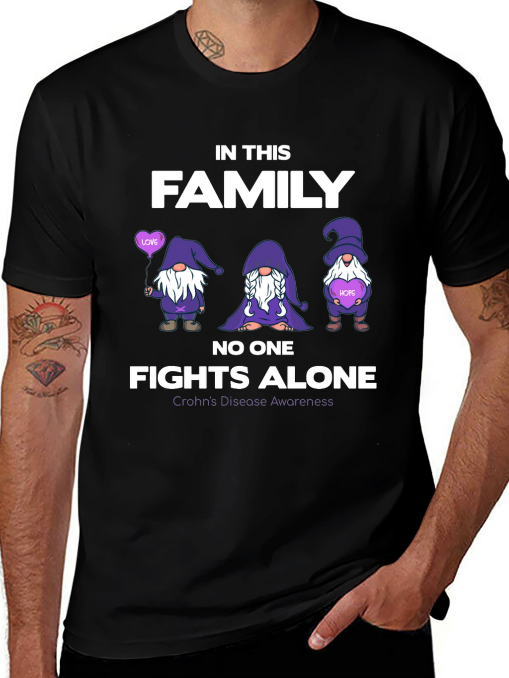 Crohns Disease Awareness T-Shirt - No One Fights Alone