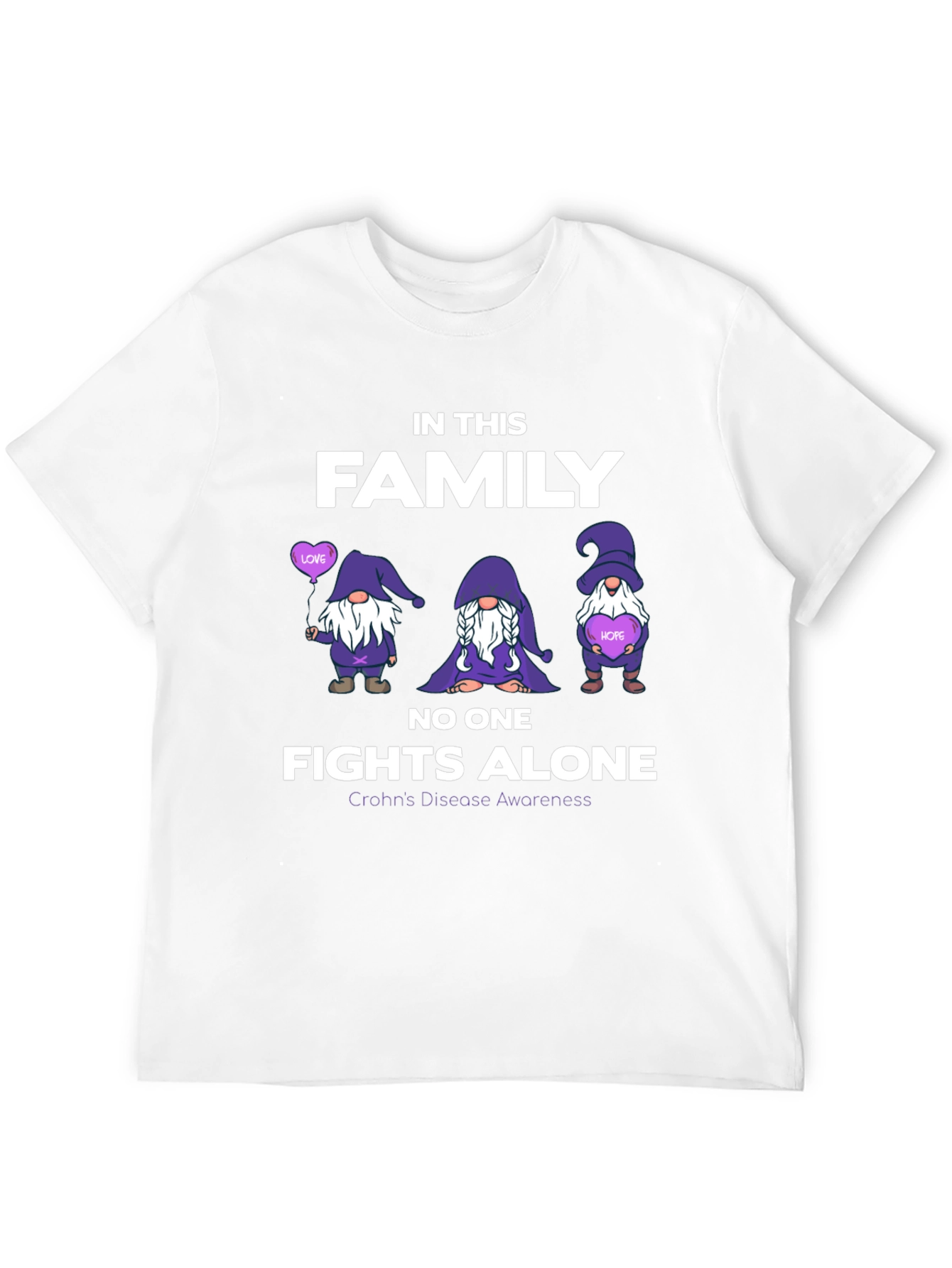 Crohns Disease Awareness T-Shirt - No One Fights Alone