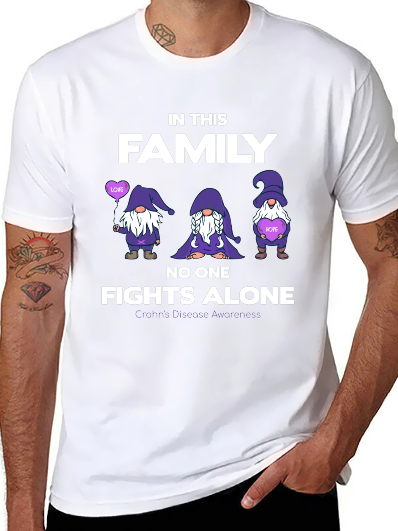Crohns Disease Awareness T-Shirt - No One Fights Alone