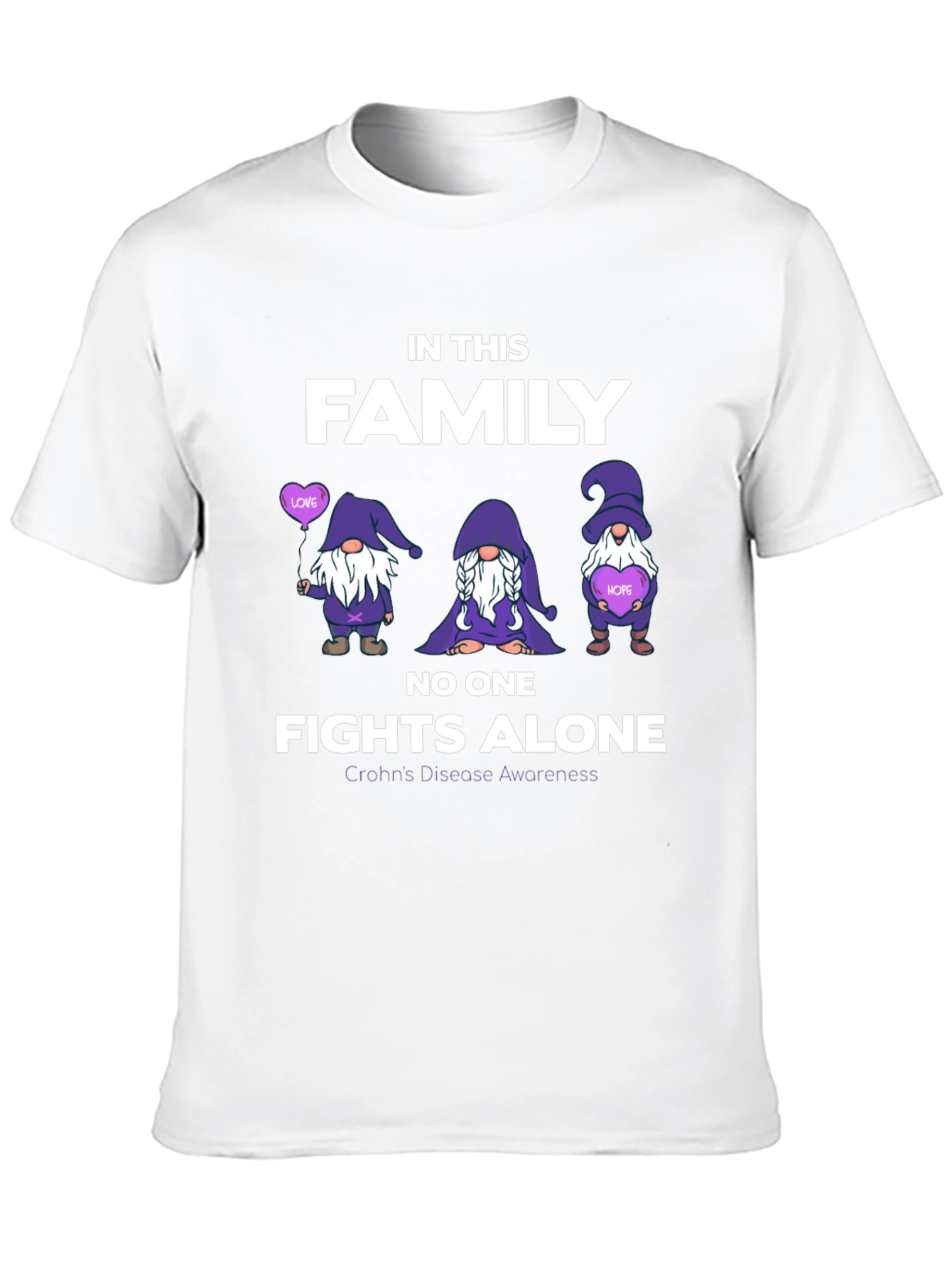 Crohns Disease Awareness T-Shirt - No One Fights Alone