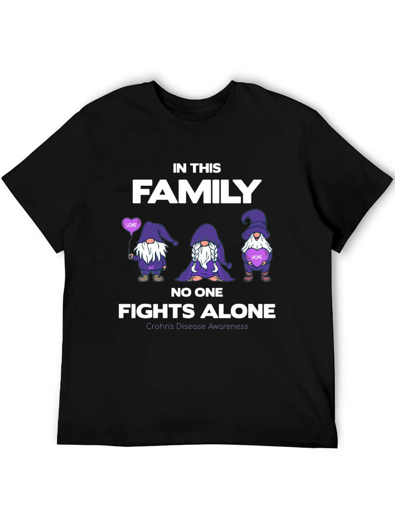 Crohns Disease Awareness T-Shirt - No One Fights Alone