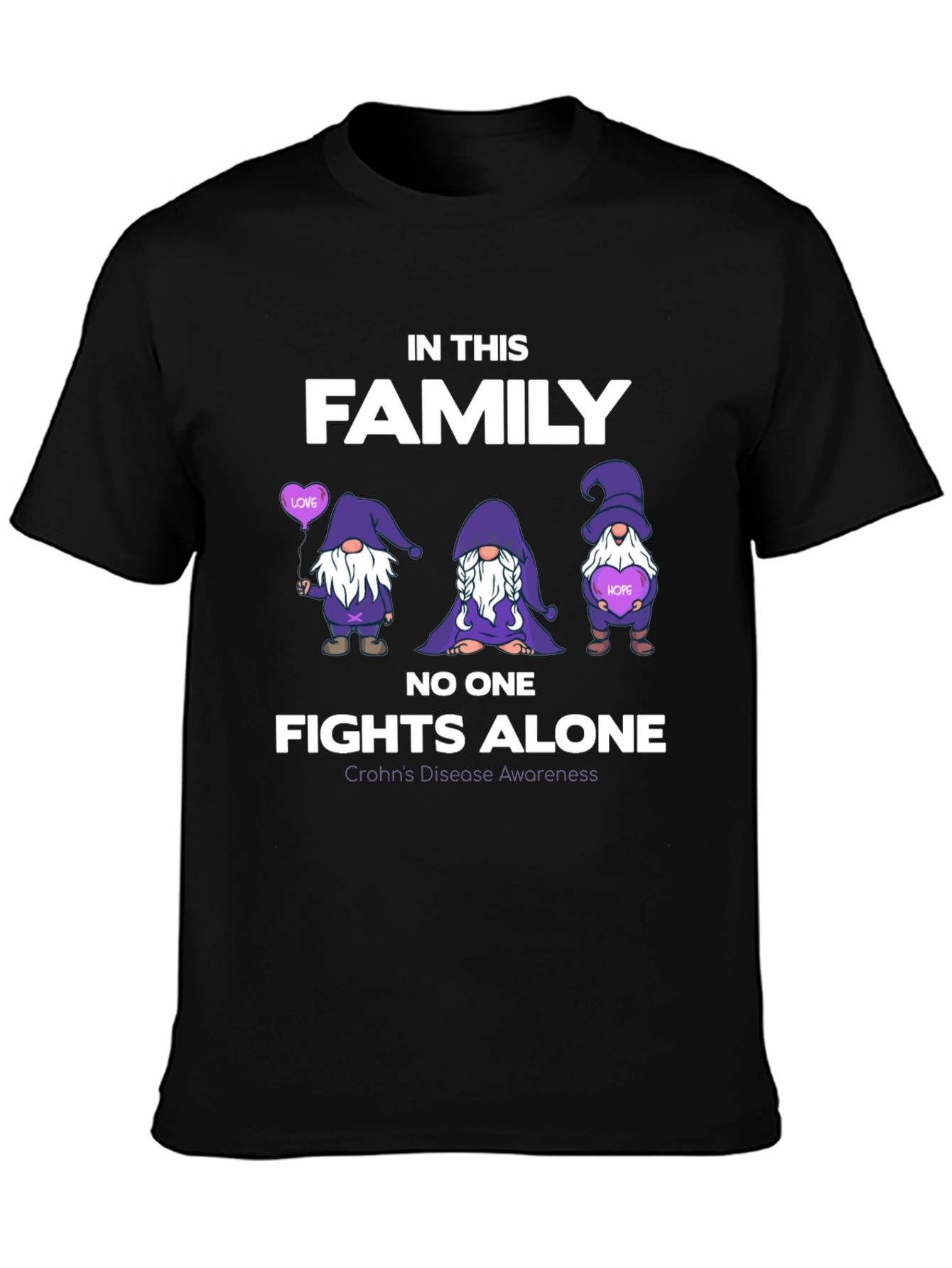 Crohns Disease Awareness T-Shirt - No One Fights Alone