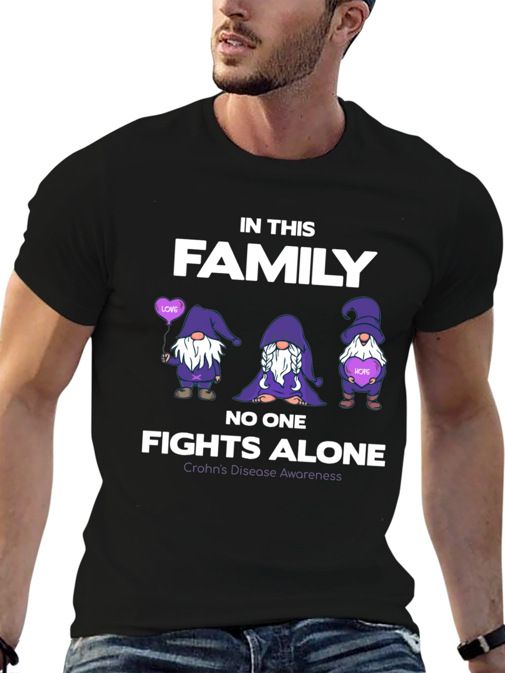 Crohns Disease Awareness T-Shirt - No One Fights Alone
