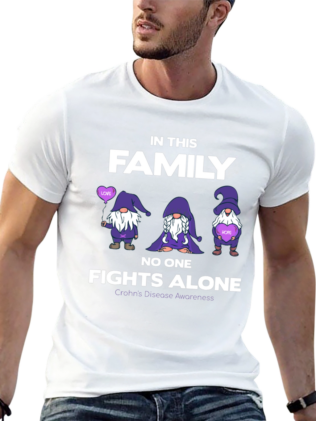 Crohns Disease Awareness T-Shirt - No One Fights Alone