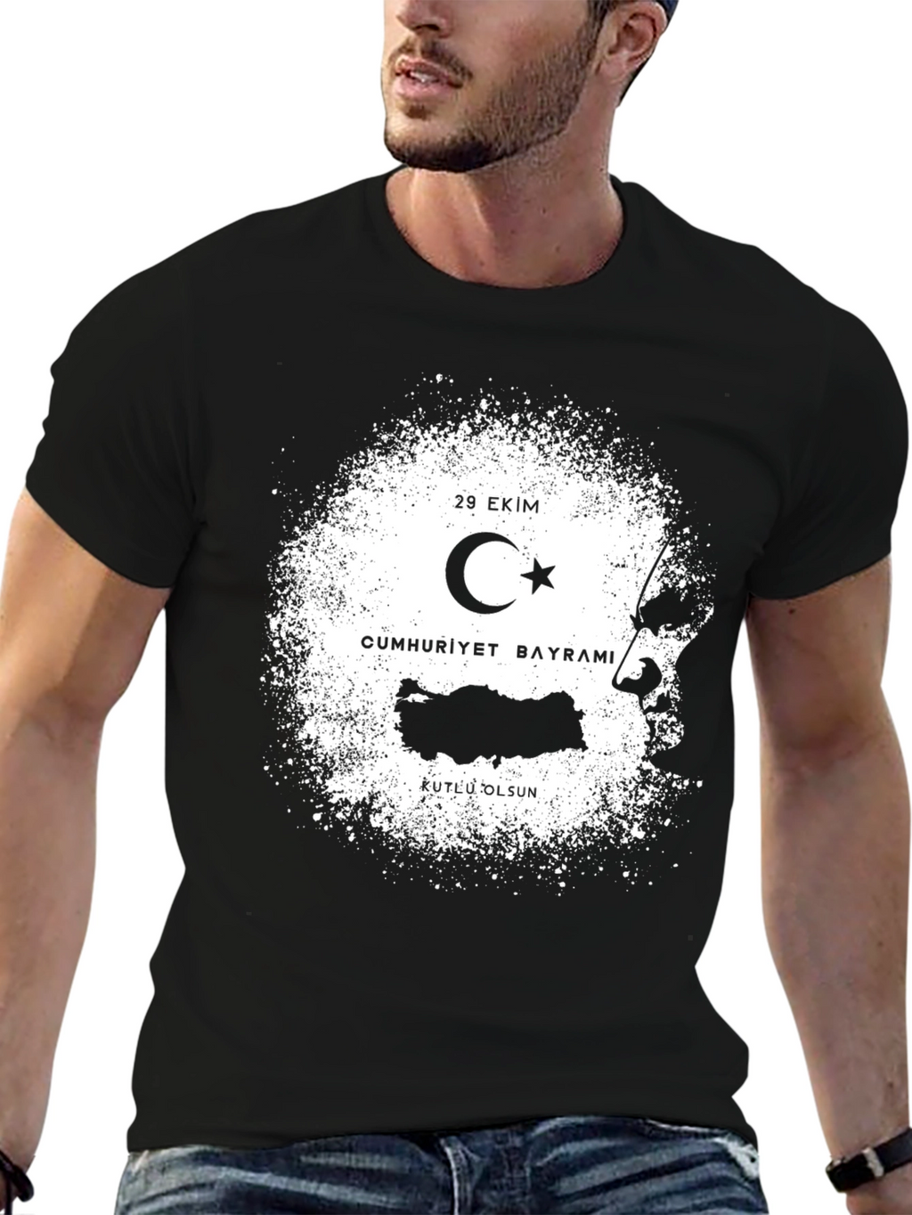 Black T-Shirt: Turkish Republic Day Design