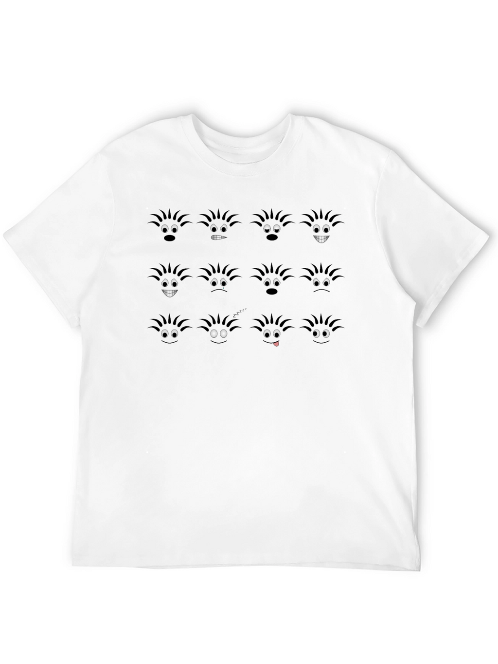 Expressive Black T-Shirt with Emoji Faces