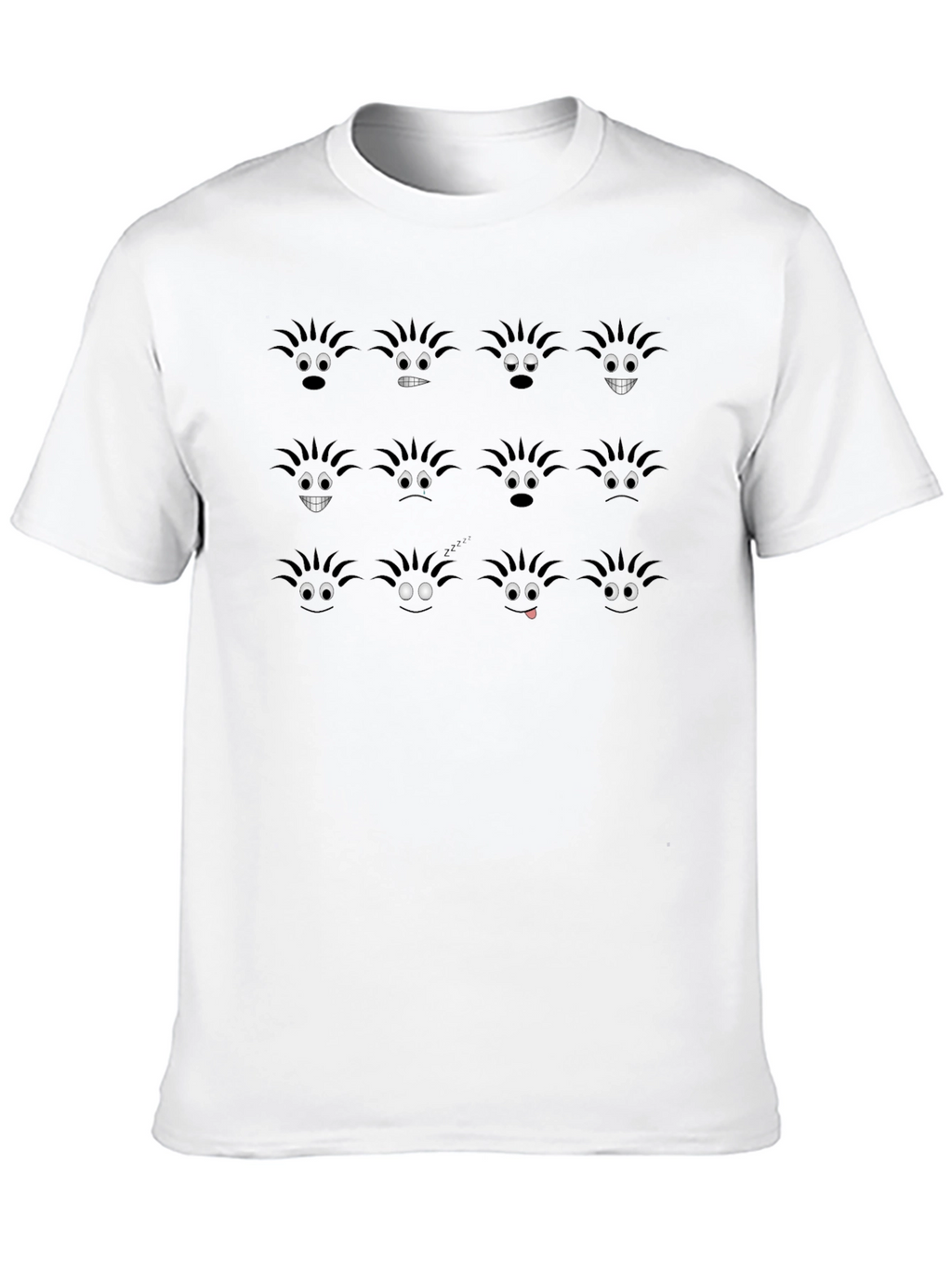 Expressive Black T-Shirt with Emoji Faces