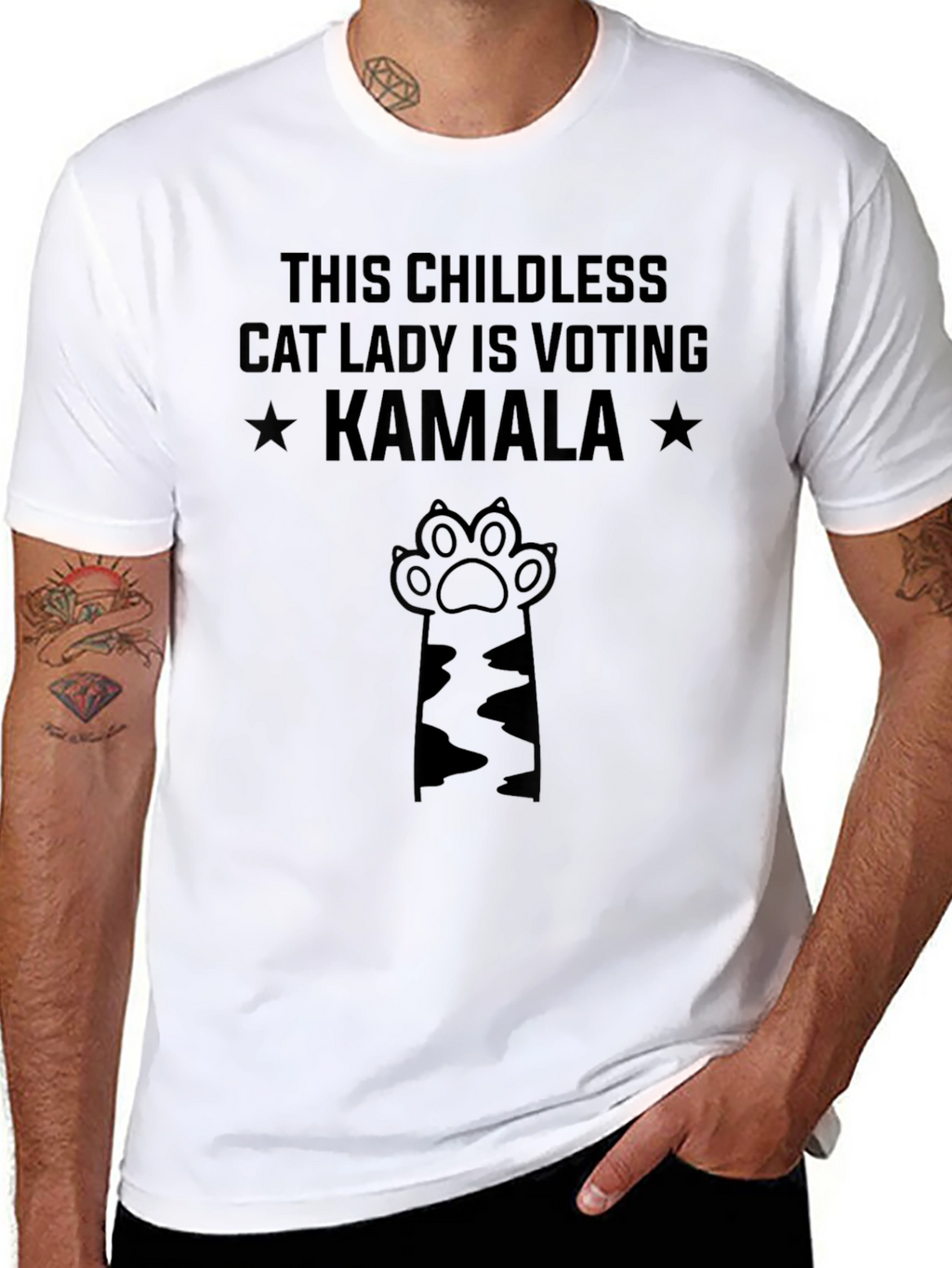 Childless Cat Lady Voting Kamala Black T-Shirt