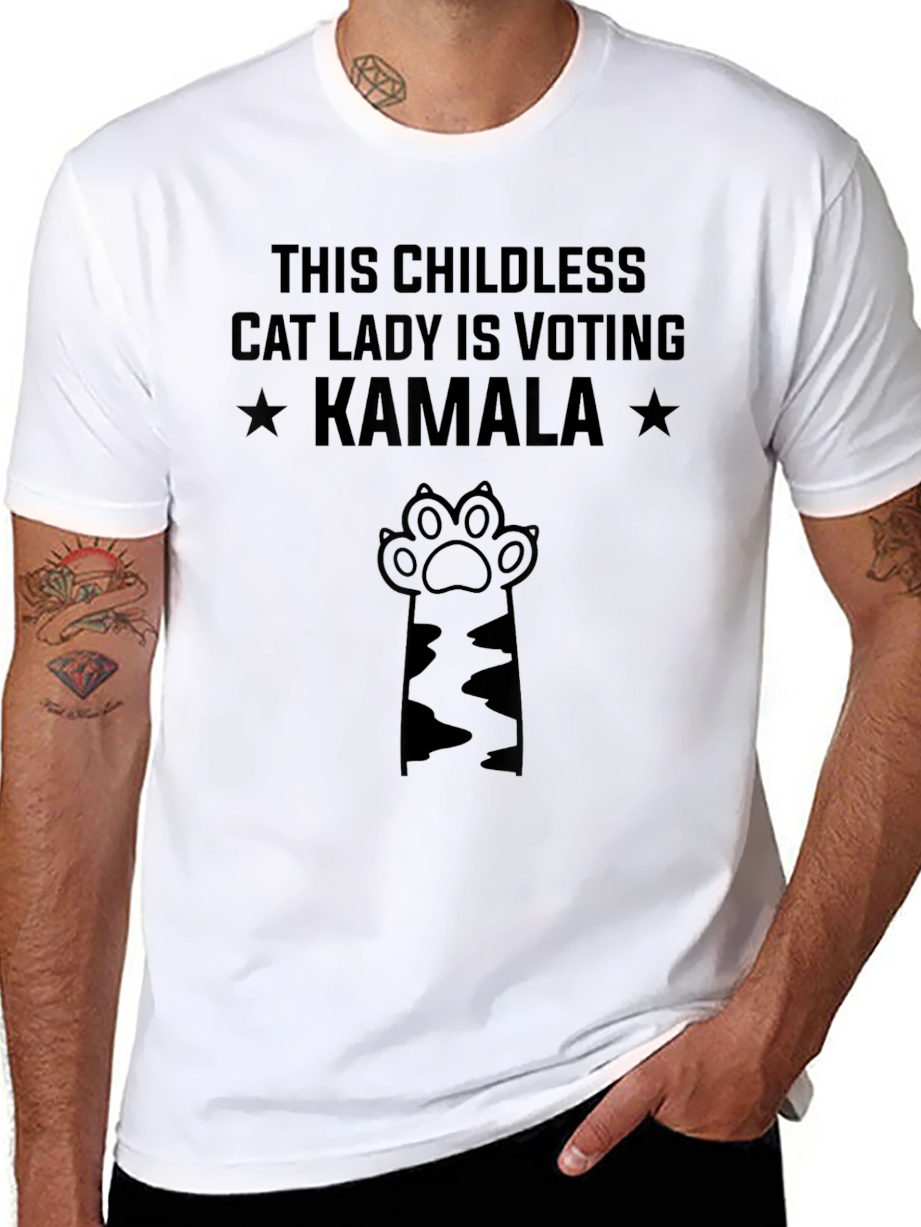 Childless Cat Lady Voting Kamala Black T-Shirt