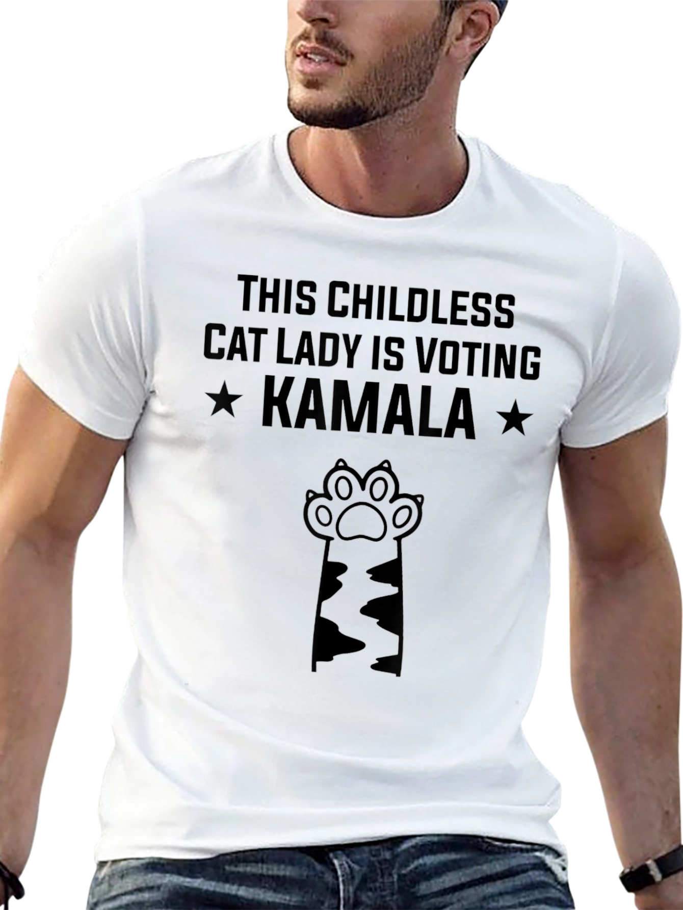 Childless Cat Lady Voting Kamala Black T-Shirt