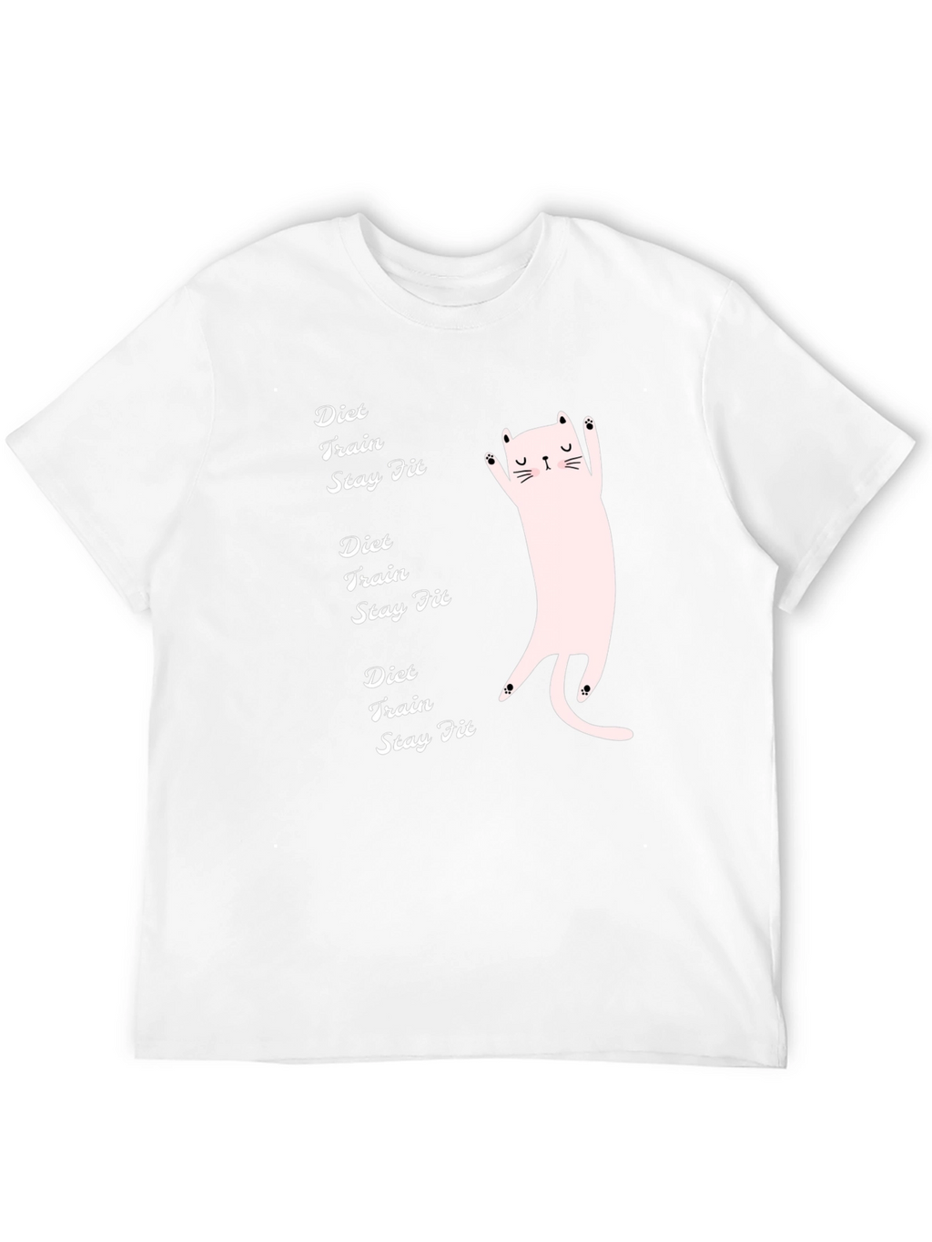 Diet Train Stay Fit Black T-Shirt with Cat Graphic