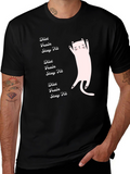 Diet Train Stay Fit Black T-Shirt with Cat Graphic