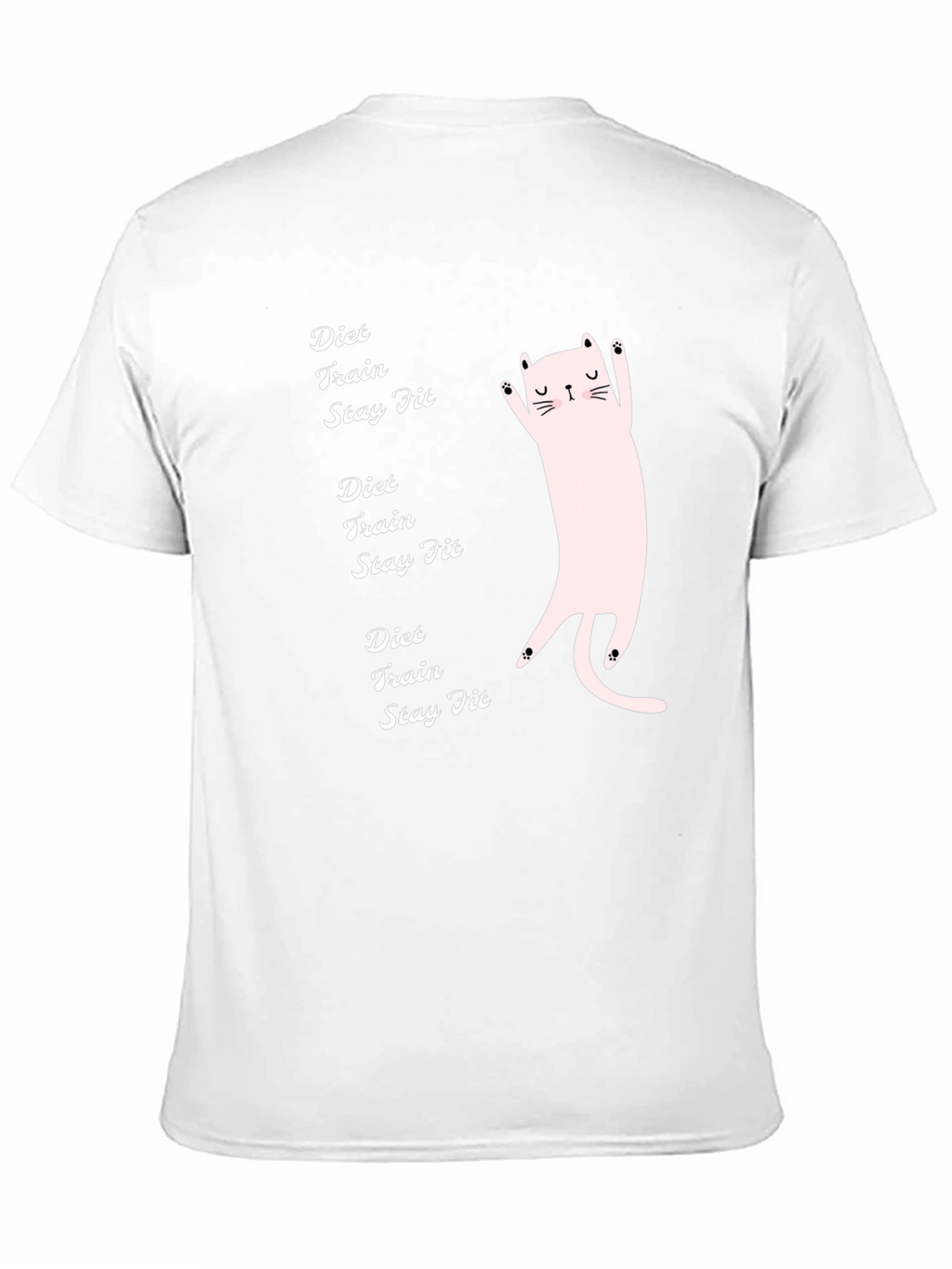 Diet Train Stay Fit Black T-Shirt with Cat Graphic