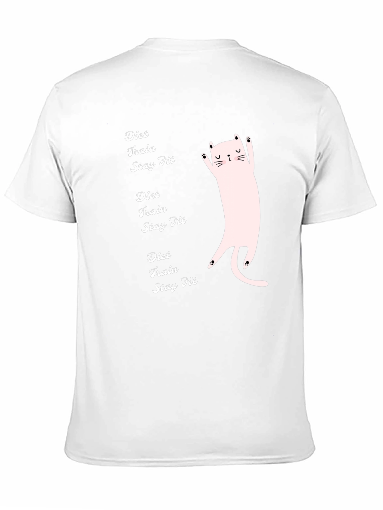 Diet Train Stay Fit Black T-Shirt with Cat Graphic
