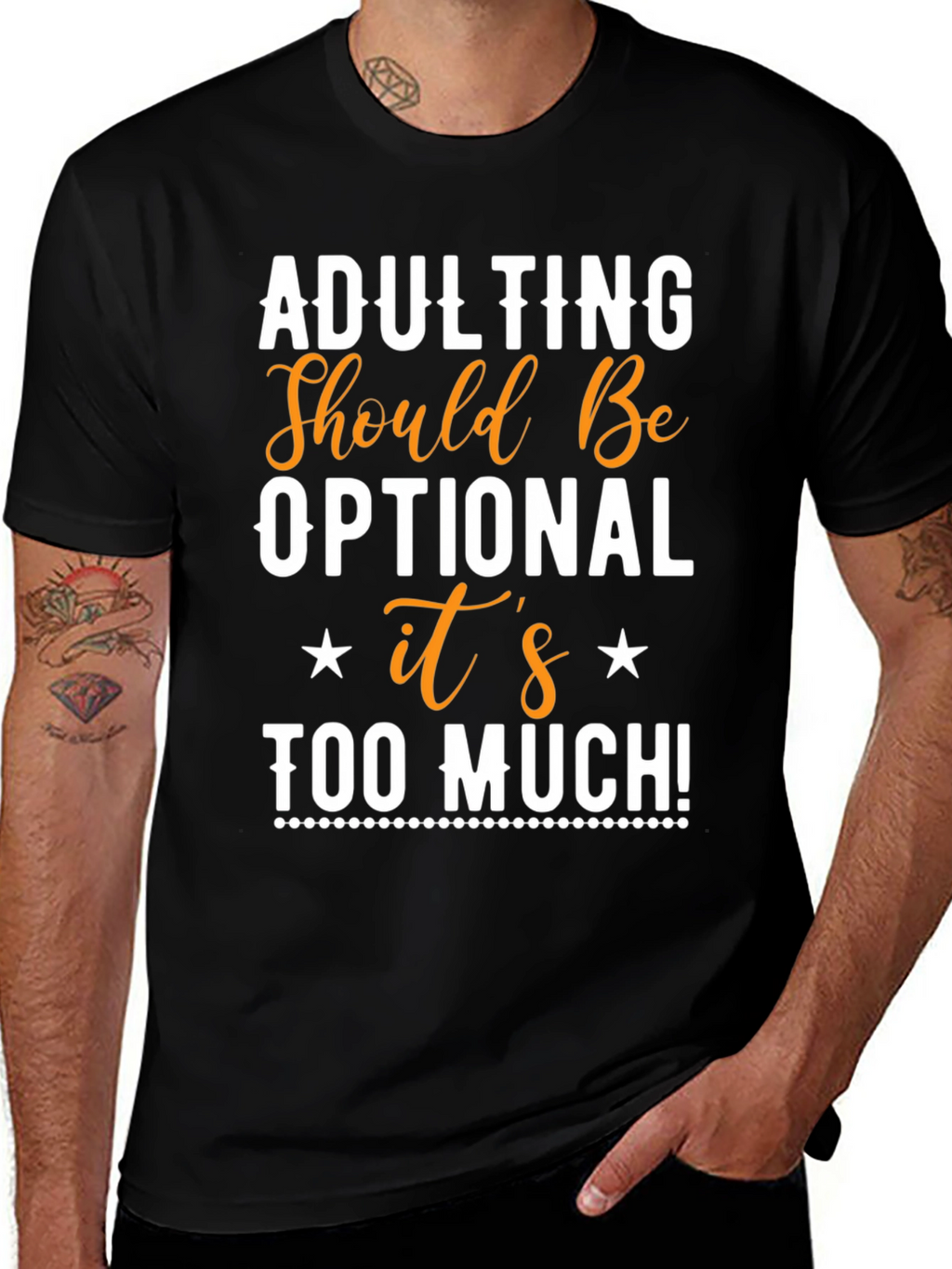 Adulting Optional Graphic Tee - Funny Slogan T-Shirt