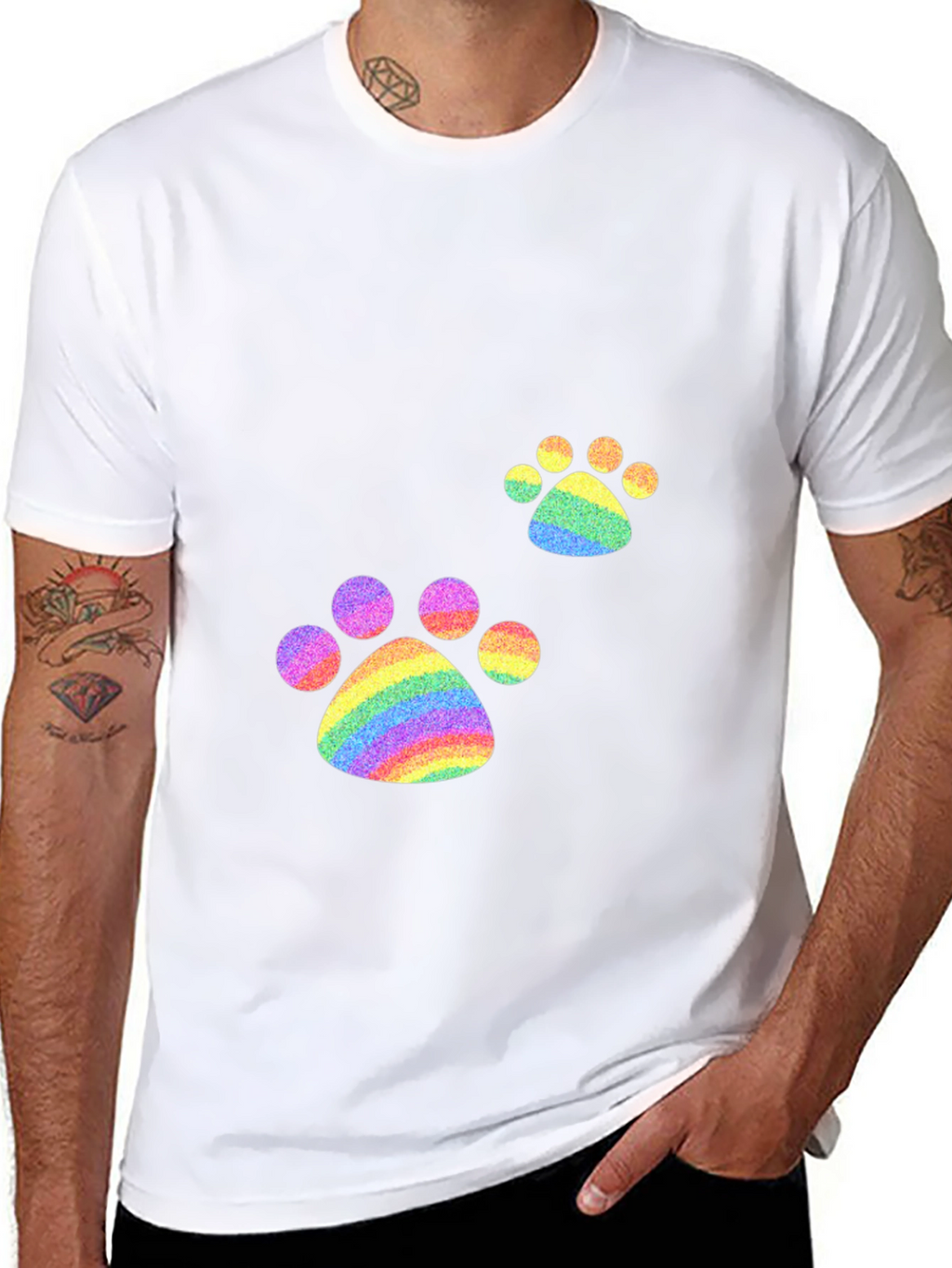 Rainbow Paw Print T-Shirt - Pride Apparel