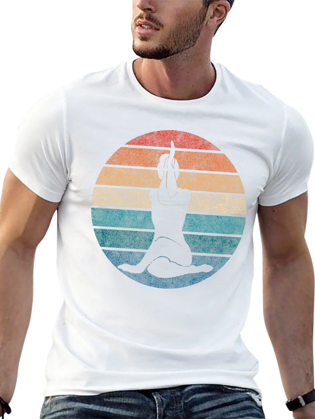 Yoga Pose Retro Sunset Graphic Tee