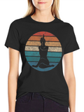 Yoga Pose Retro Sunset Graphic Tee