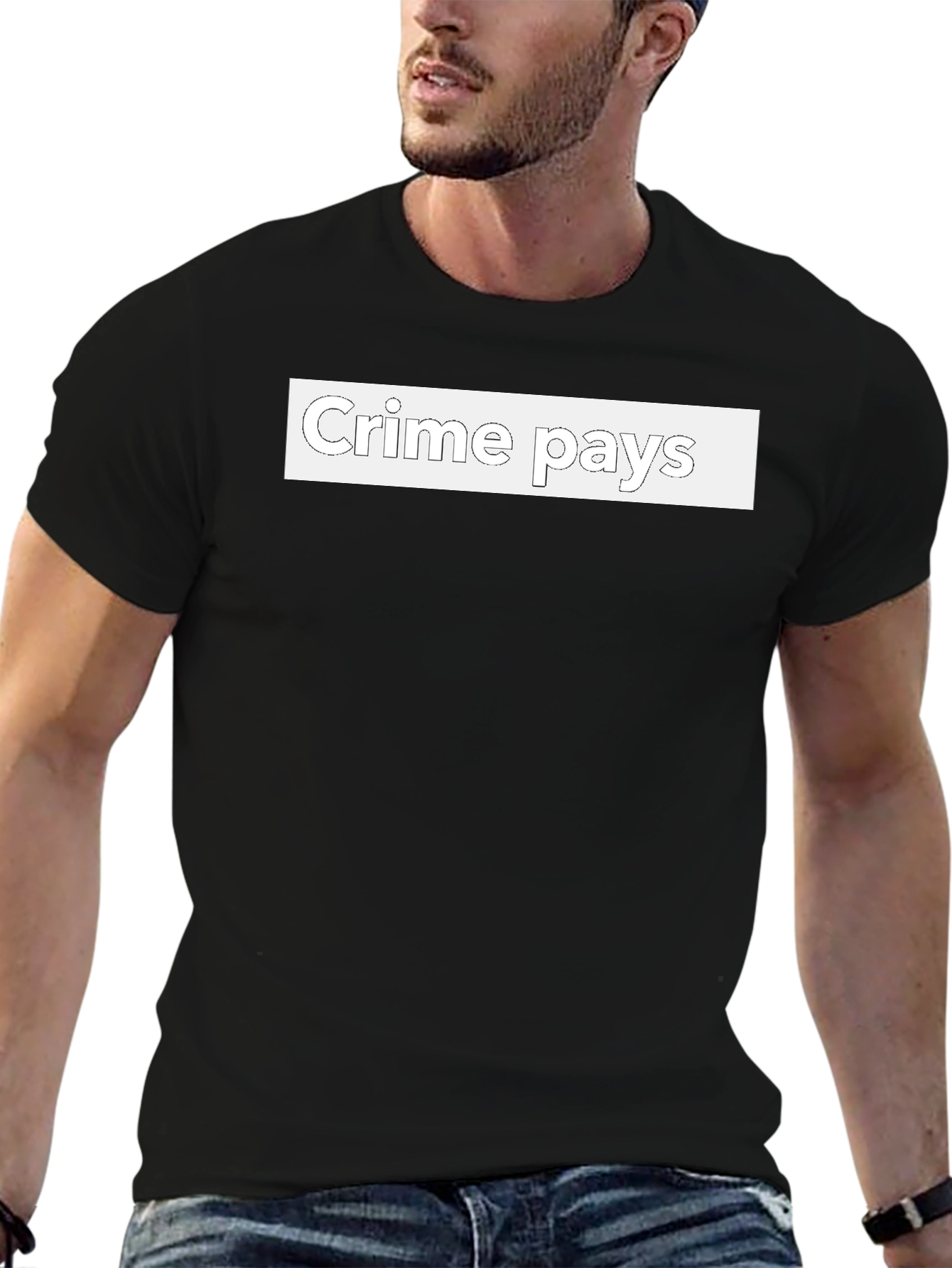 Crime Pays Graphic Tee - Edgy Streetwear T-Shirt
