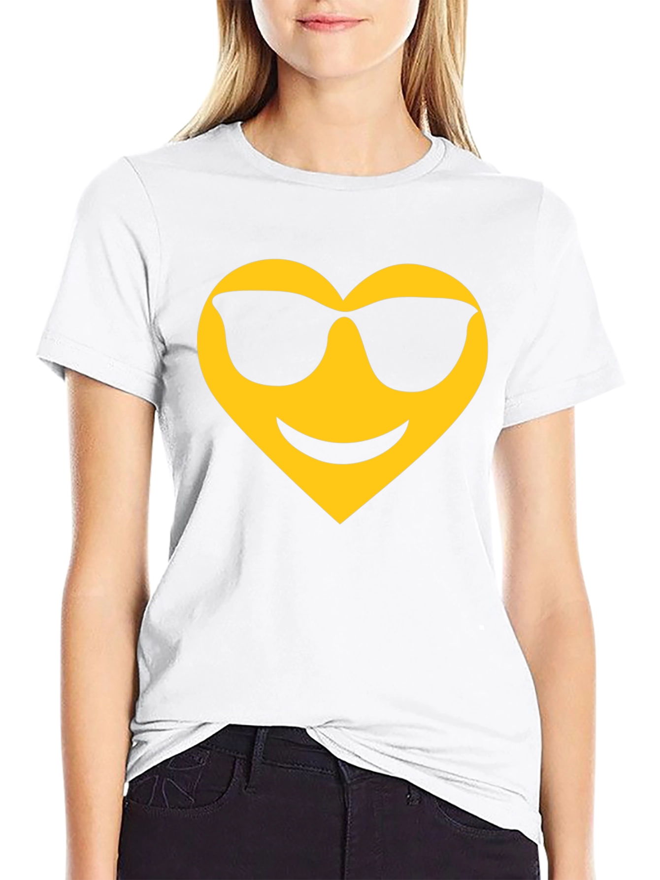 Cool Heart Emoji Black T-Shirt