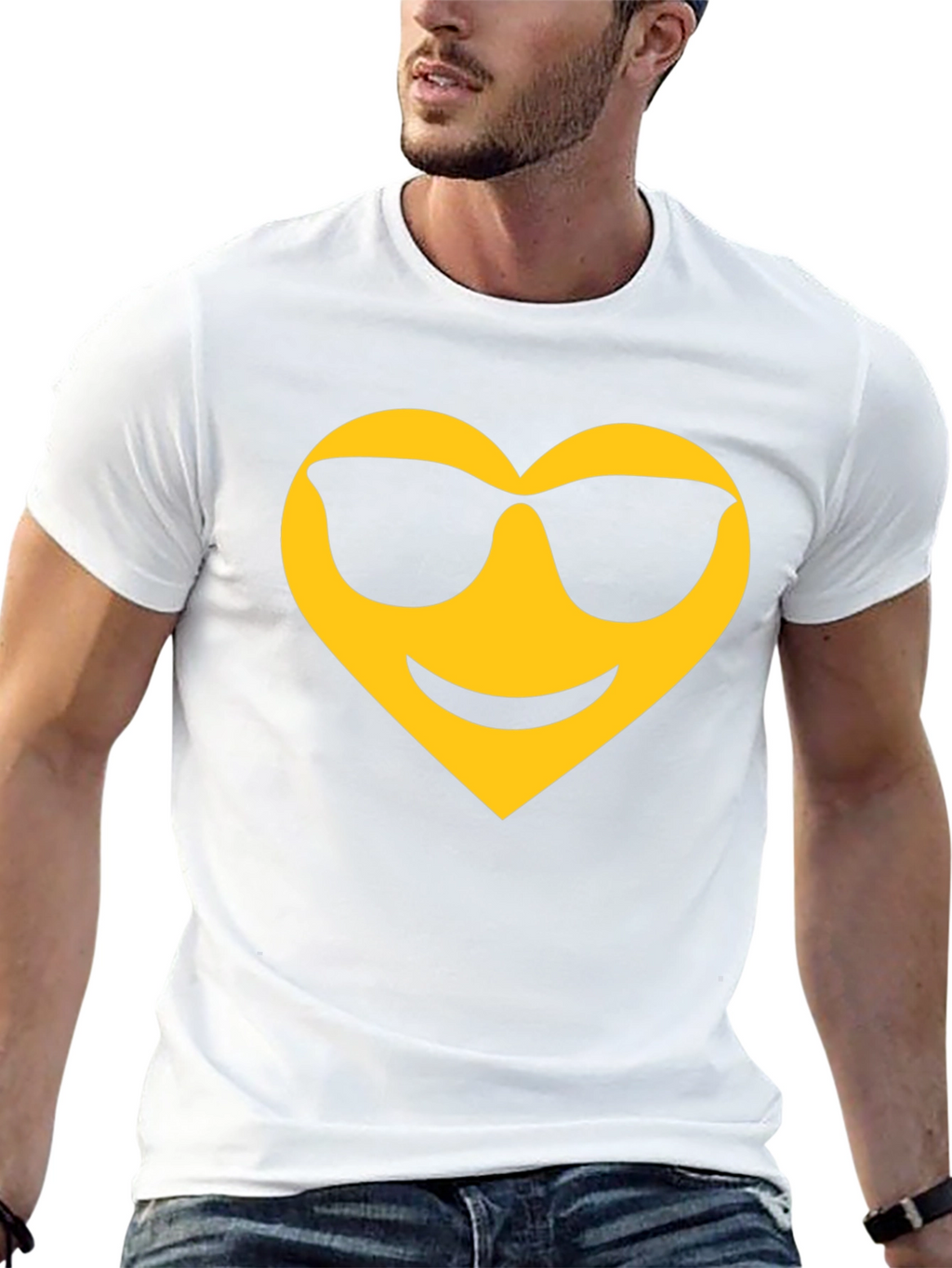 Cool Heart Emoji Black T-Shirt