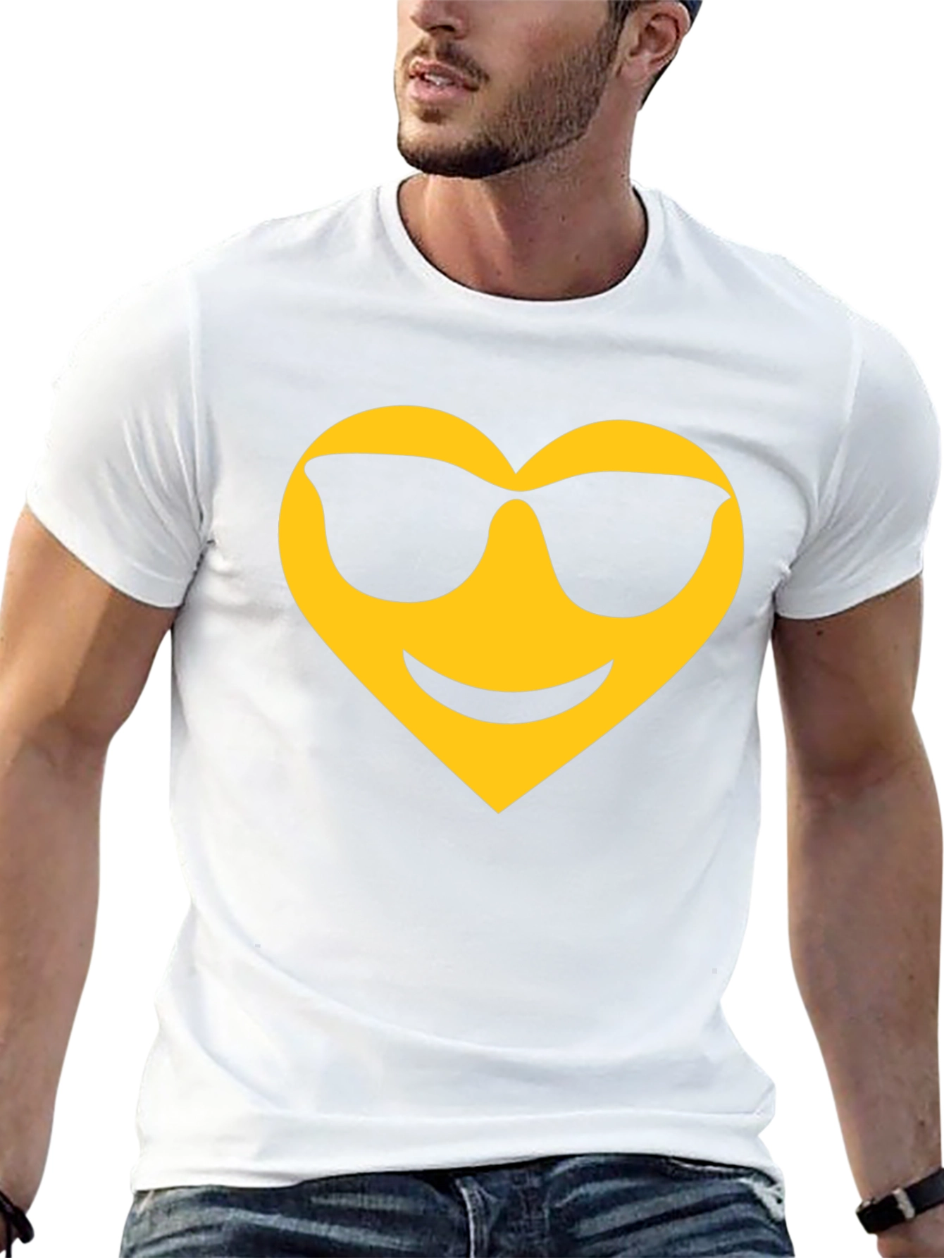 Cool Heart Emoji Black T-Shirt