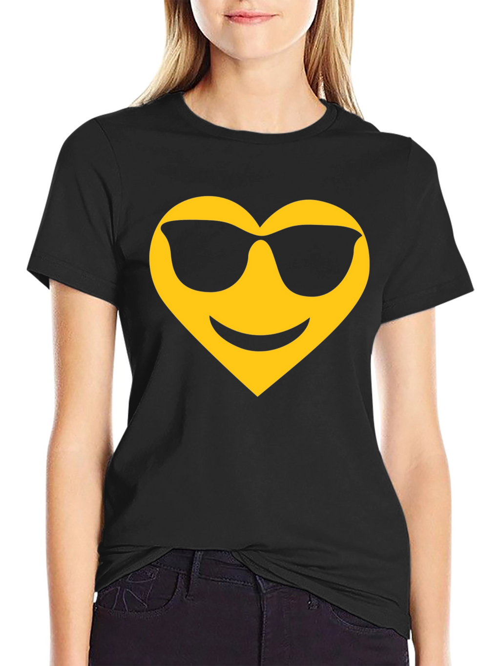 Cool Heart Emoji Black T-Shirt