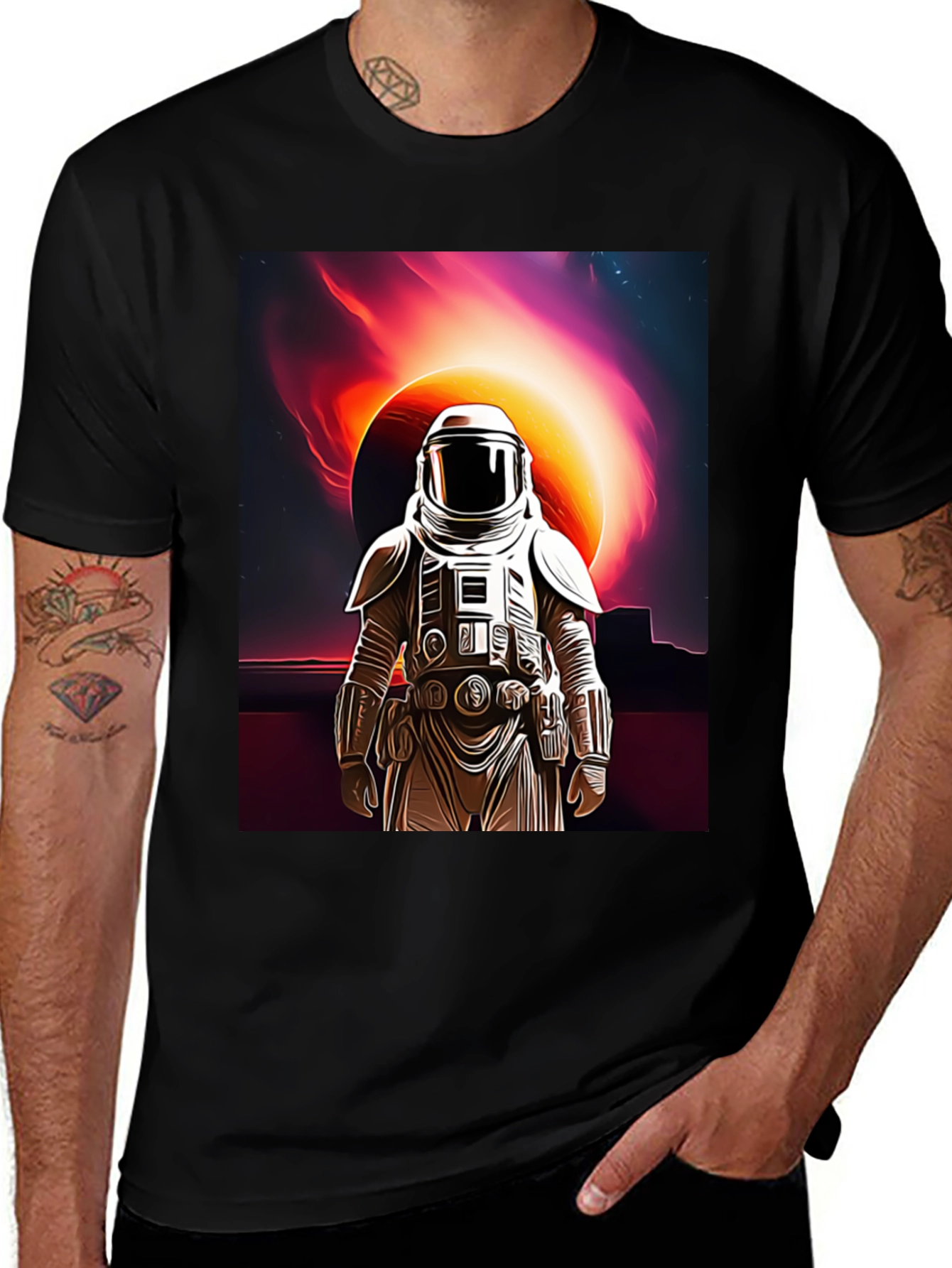 Astronaut Space Black T-Shirt