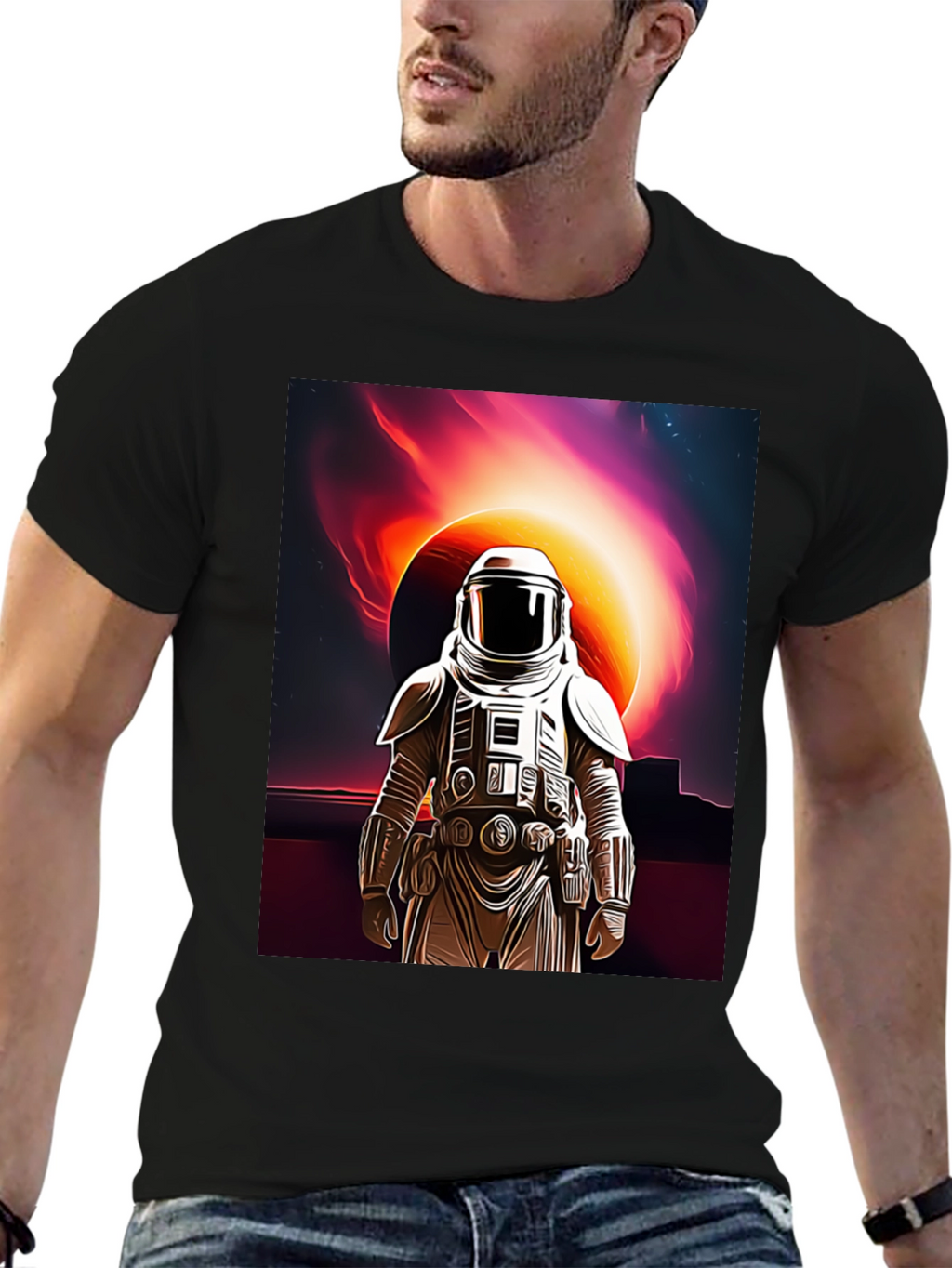 Astronaut Space Black T-Shirt