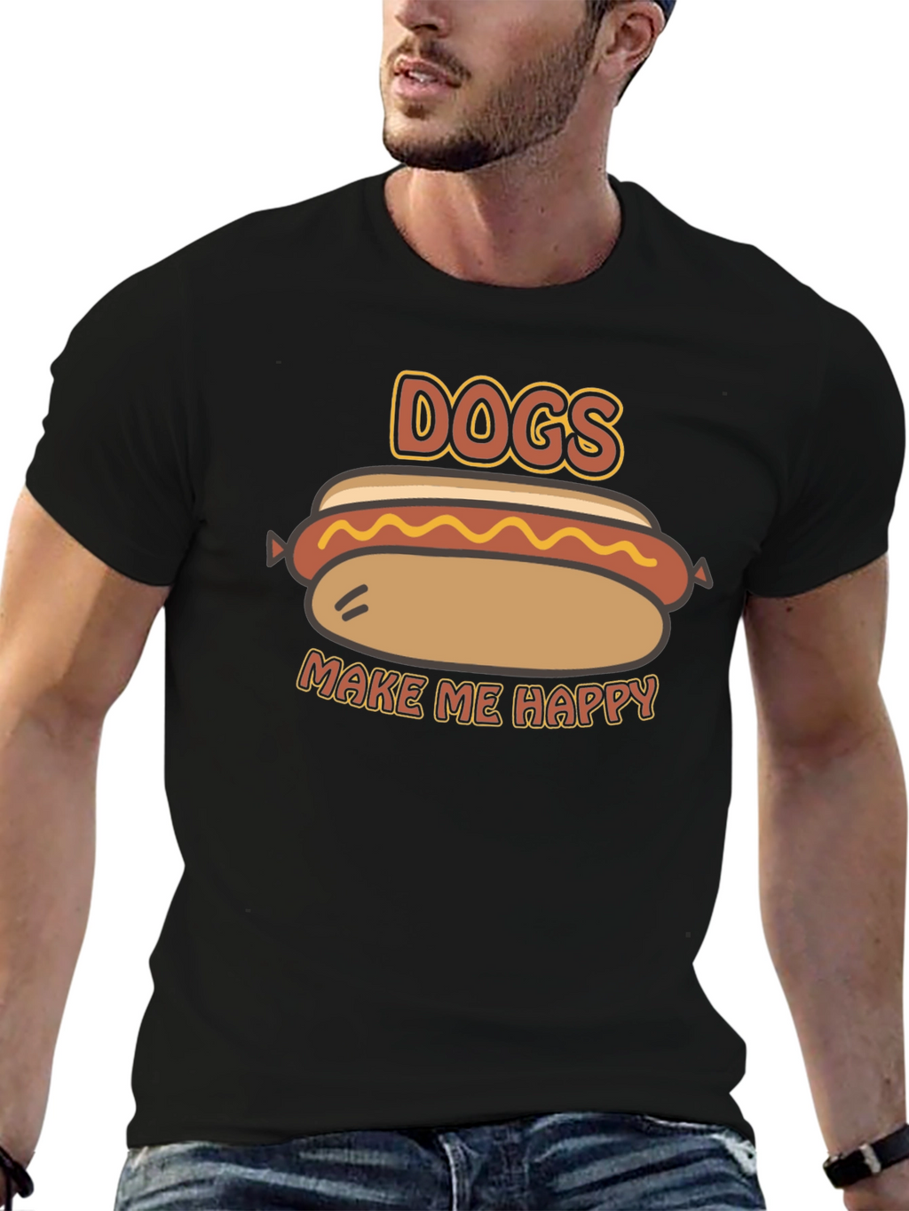 Dogs Make Me Happy Graphic T-Shirt