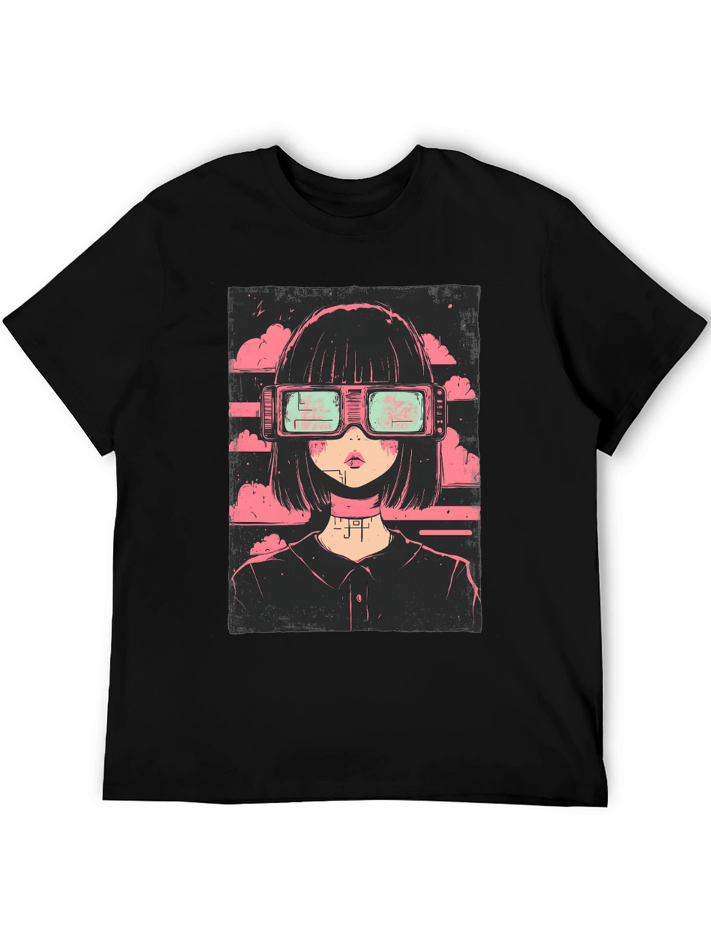Cyberpunk Girl Black T-Shirt
