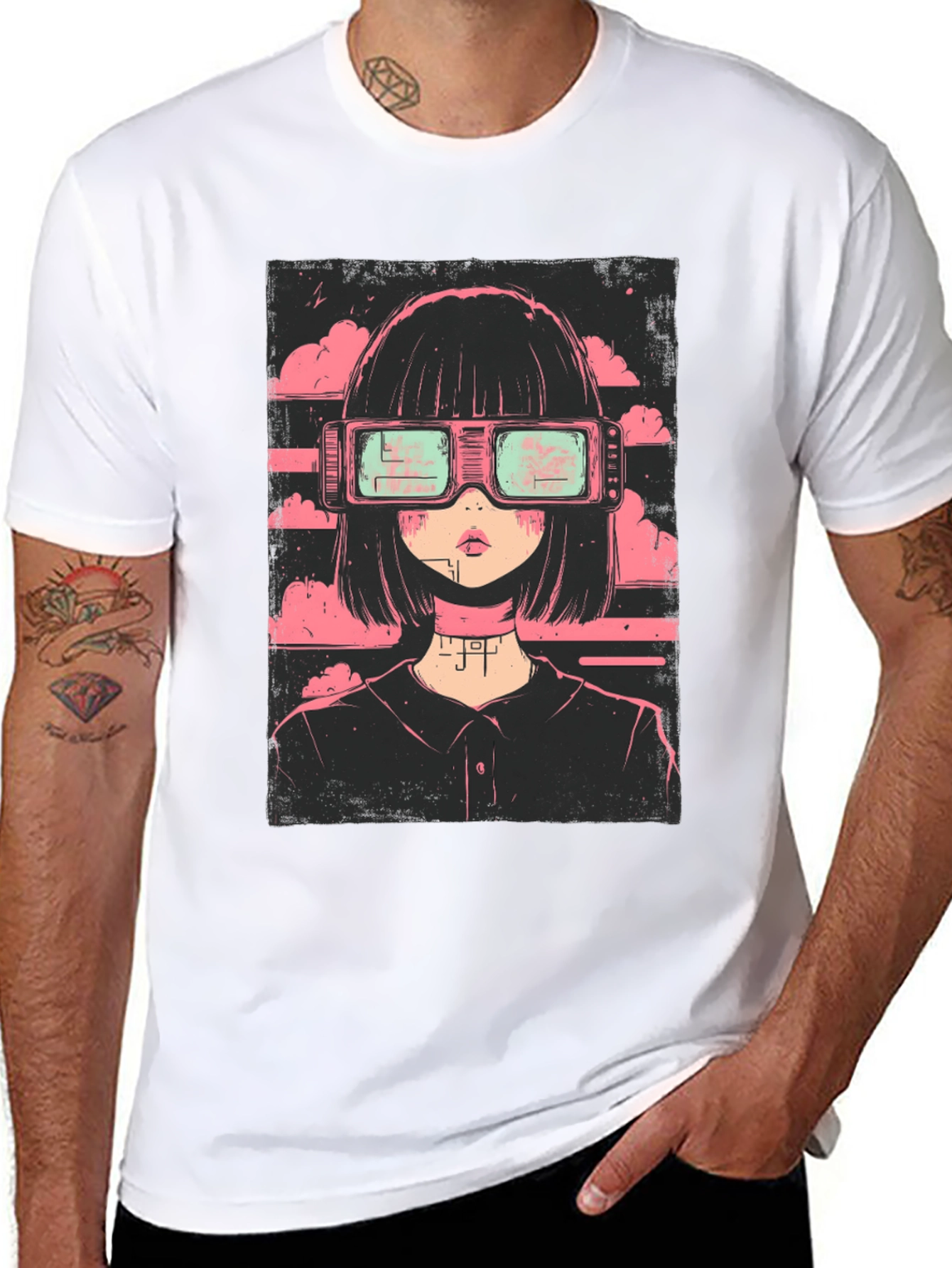 Cyberpunk Girl Black T-Shirt