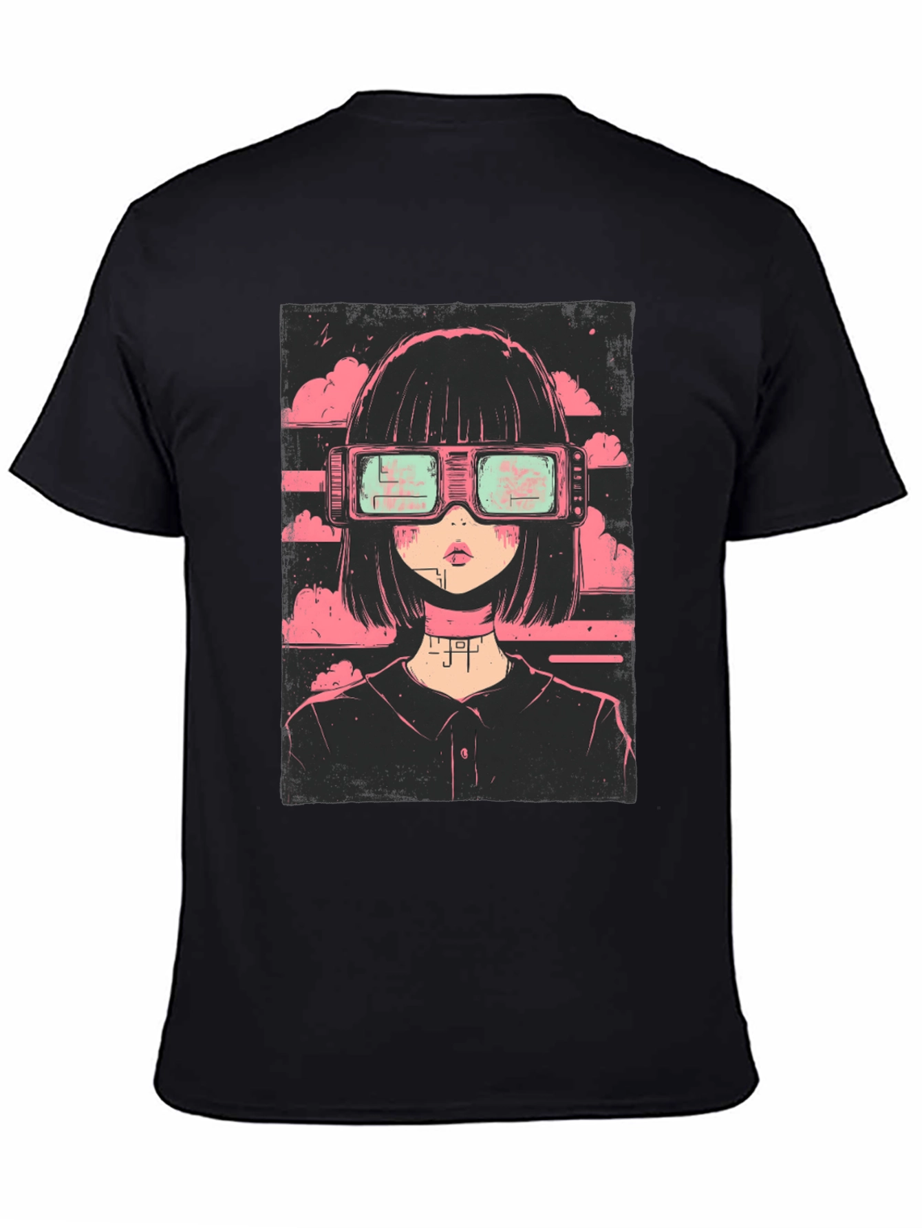 Cyberpunk Girl Black T-Shirt