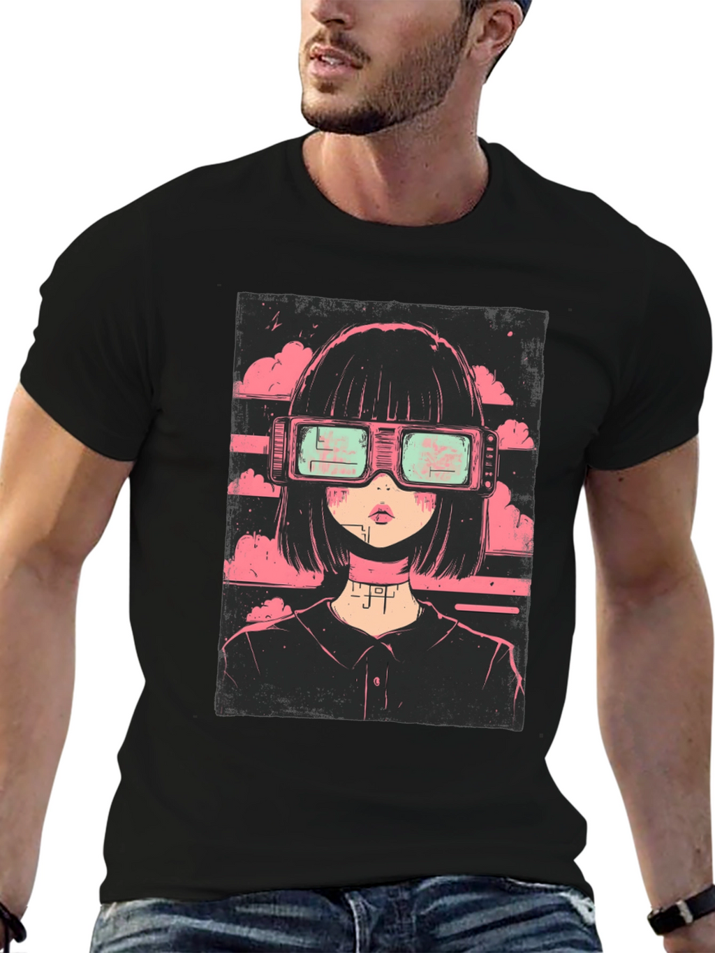 Cyberpunk Girl Black T-Shirt