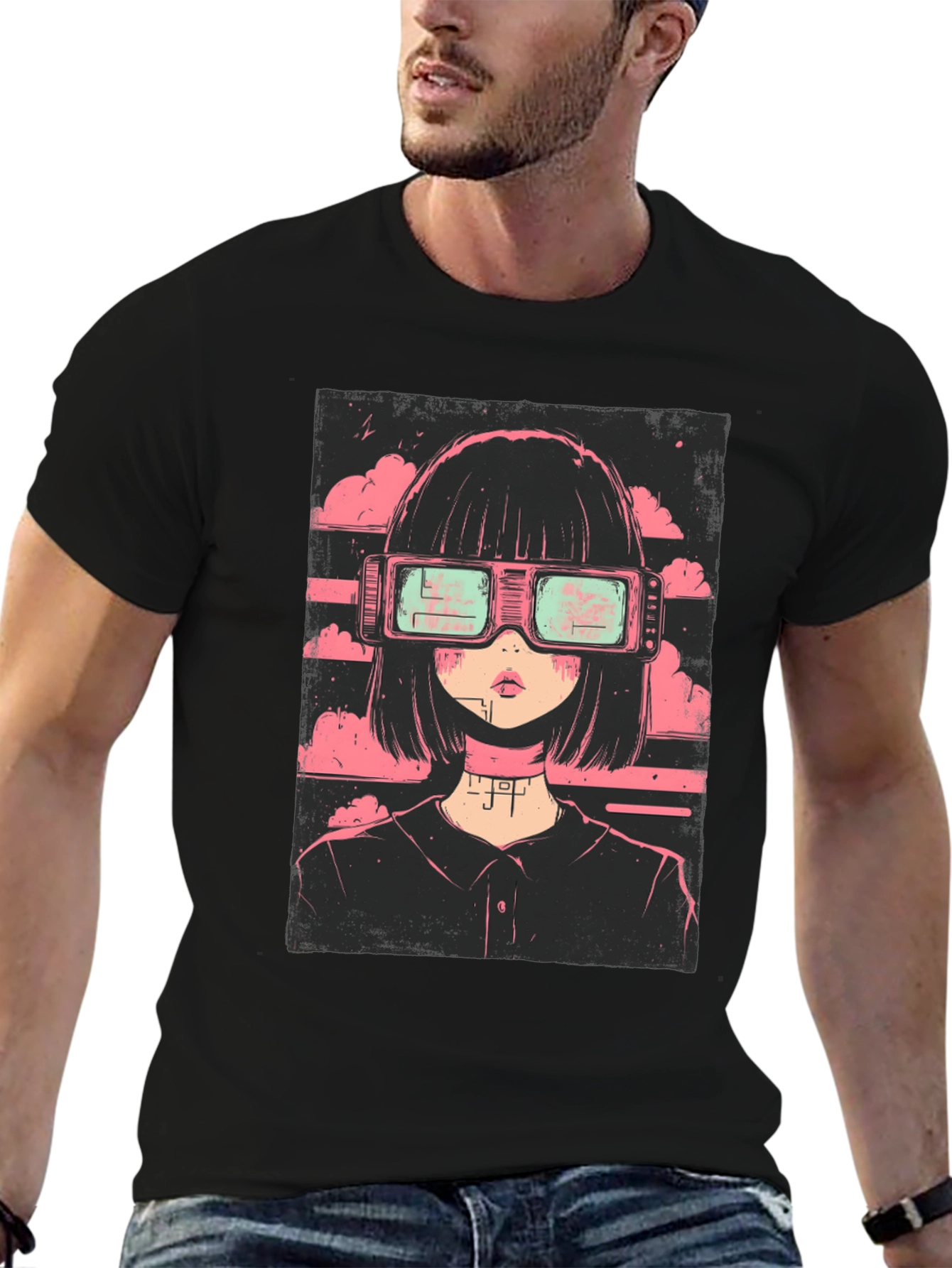 Cyberpunk Girl Black T-Shirt