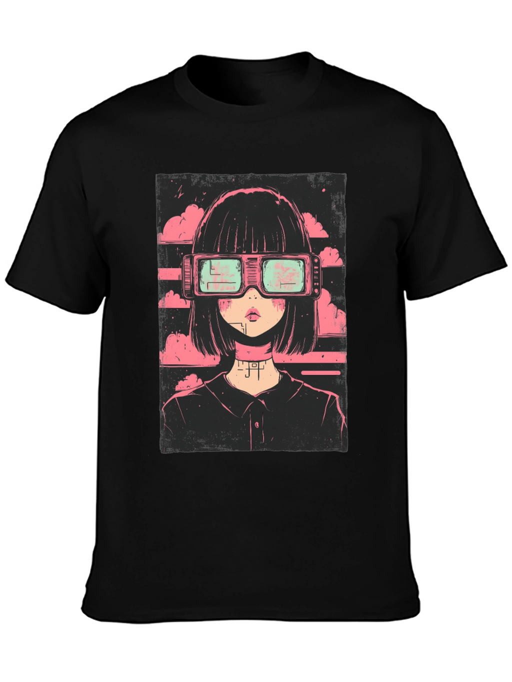 Cyberpunk Girl Black T-Shirt