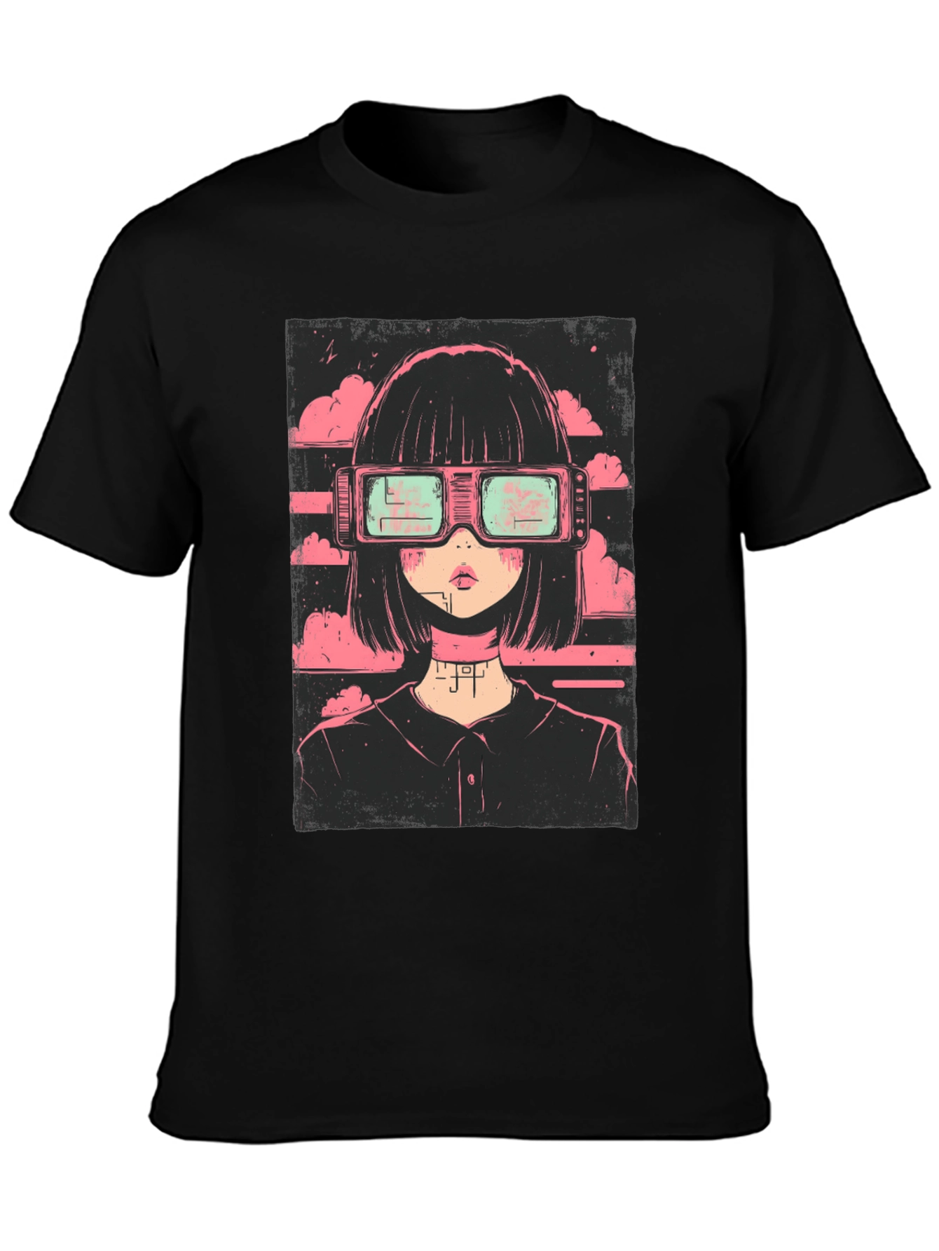 Cyberpunk Girl Black T-Shirt