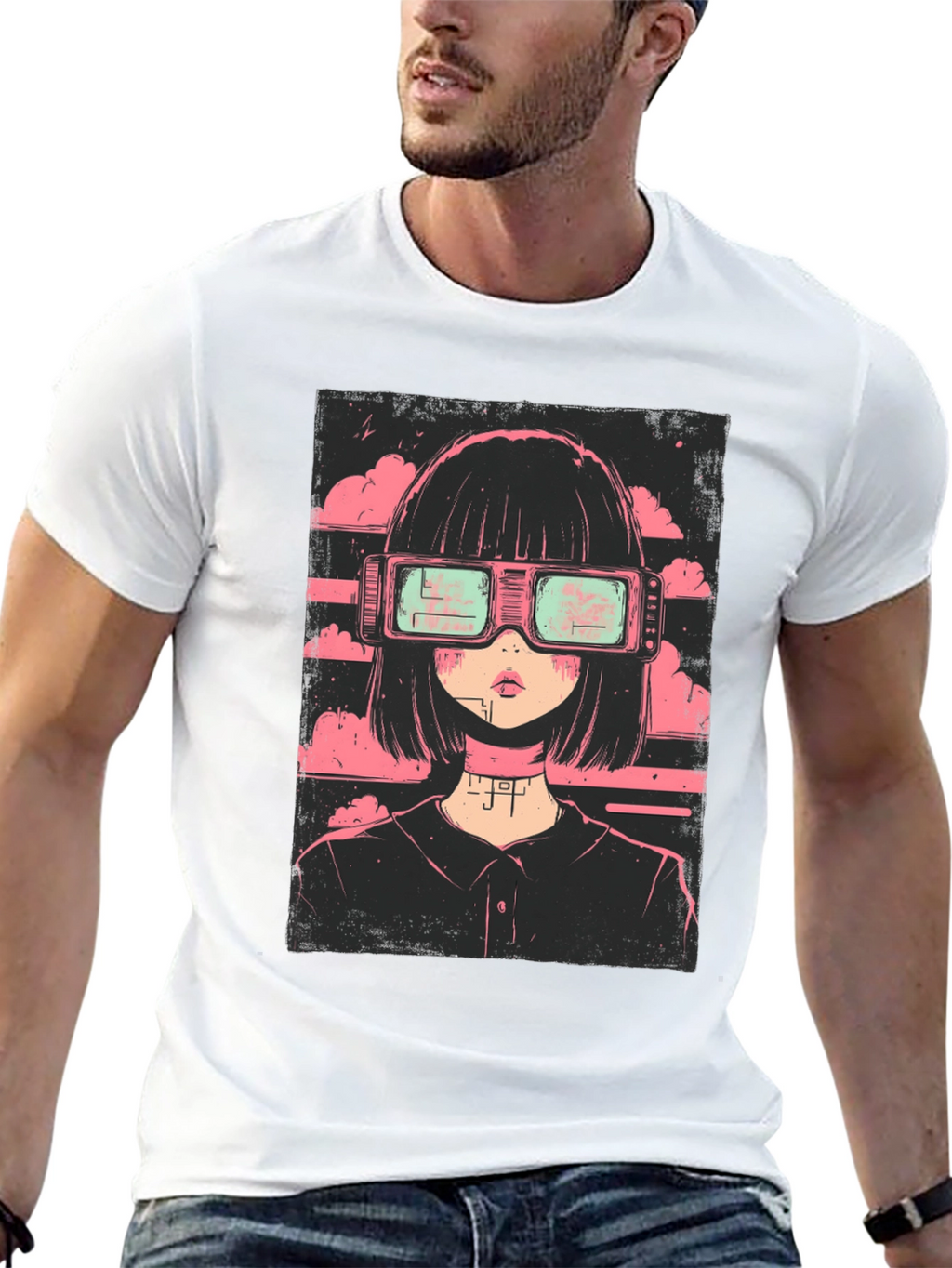 Cyberpunk Girl Black T-Shirt