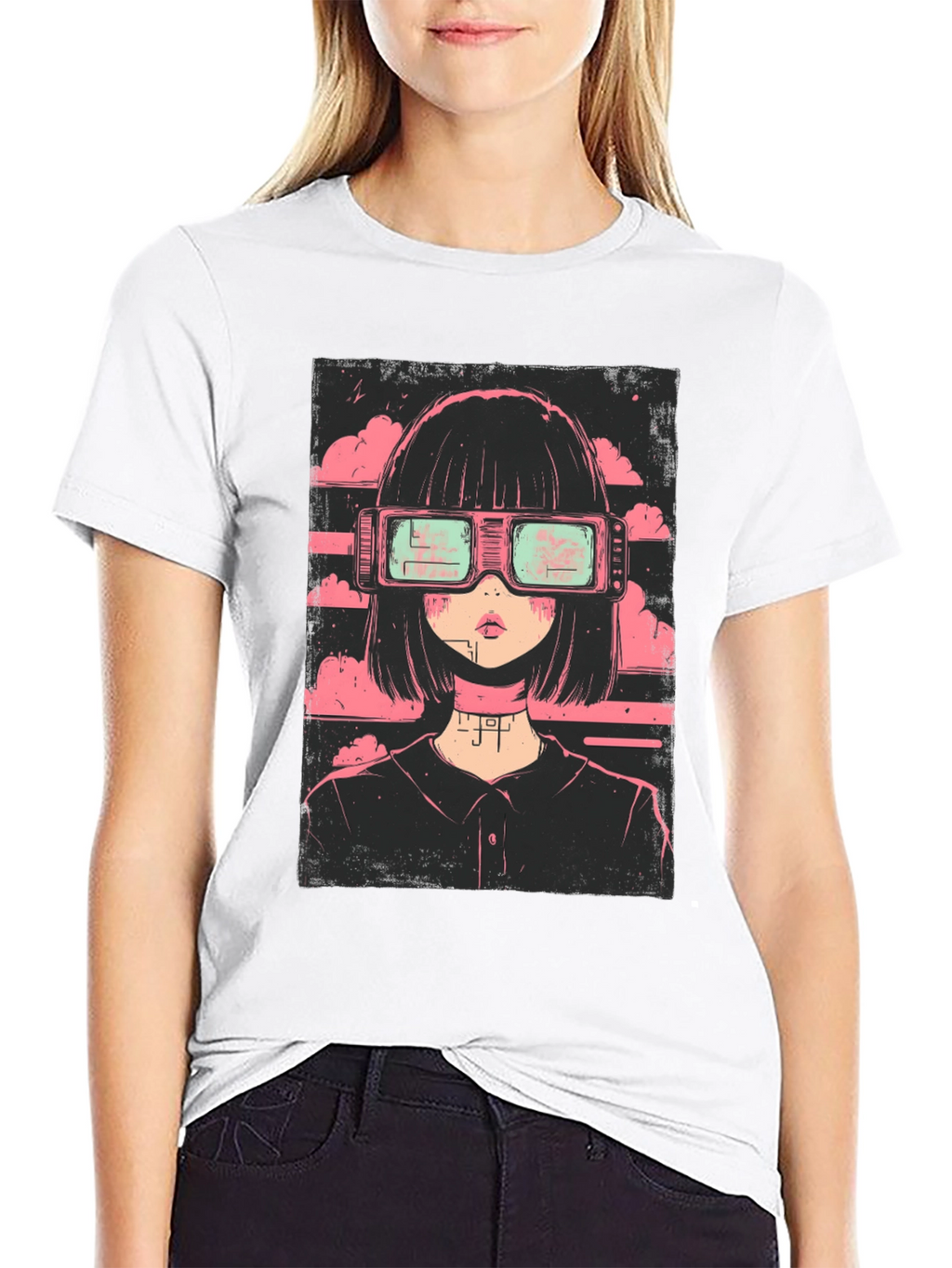 Cyberpunk Girl Black T-Shirt