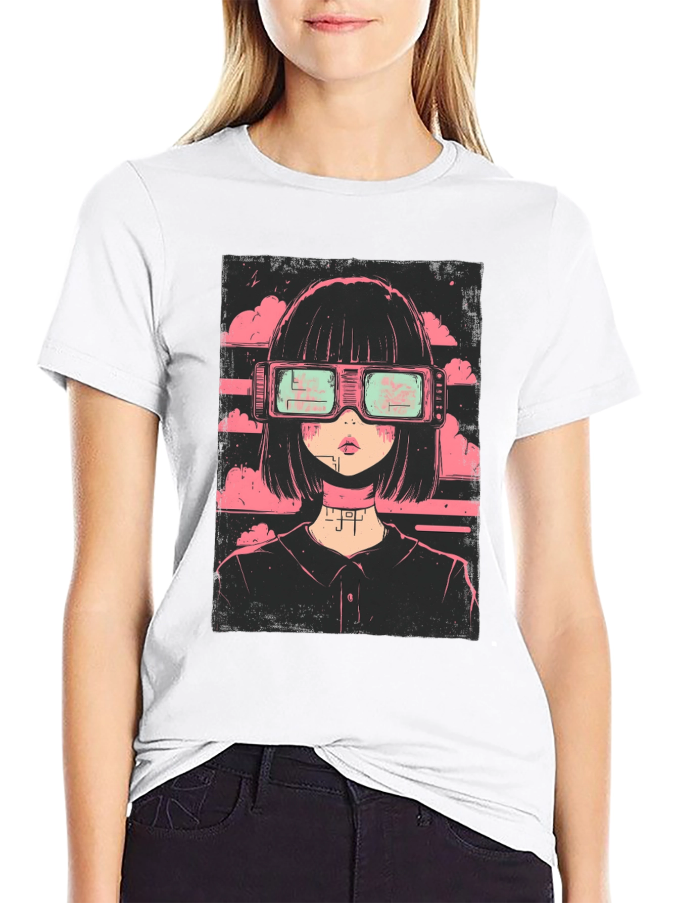Cyberpunk Girl Black T-Shirt