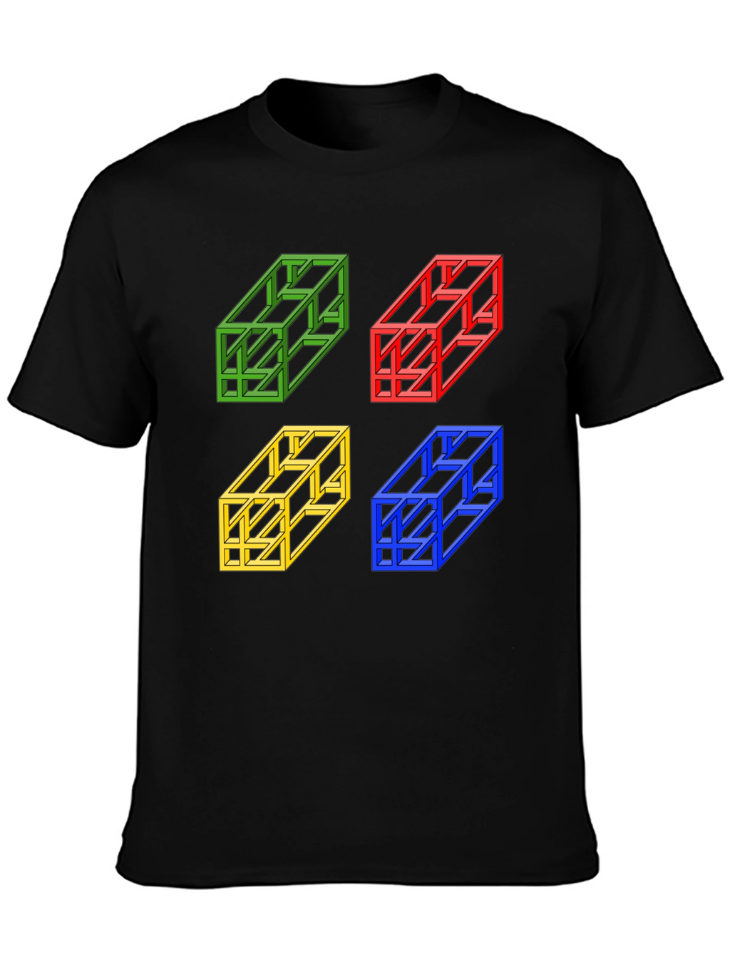 Optical Illusion Cube T-Shirt - Mens Graphic Tee