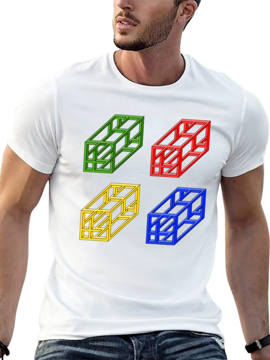 Optical Illusion Cube T-Shirt - Mens Graphic Tee