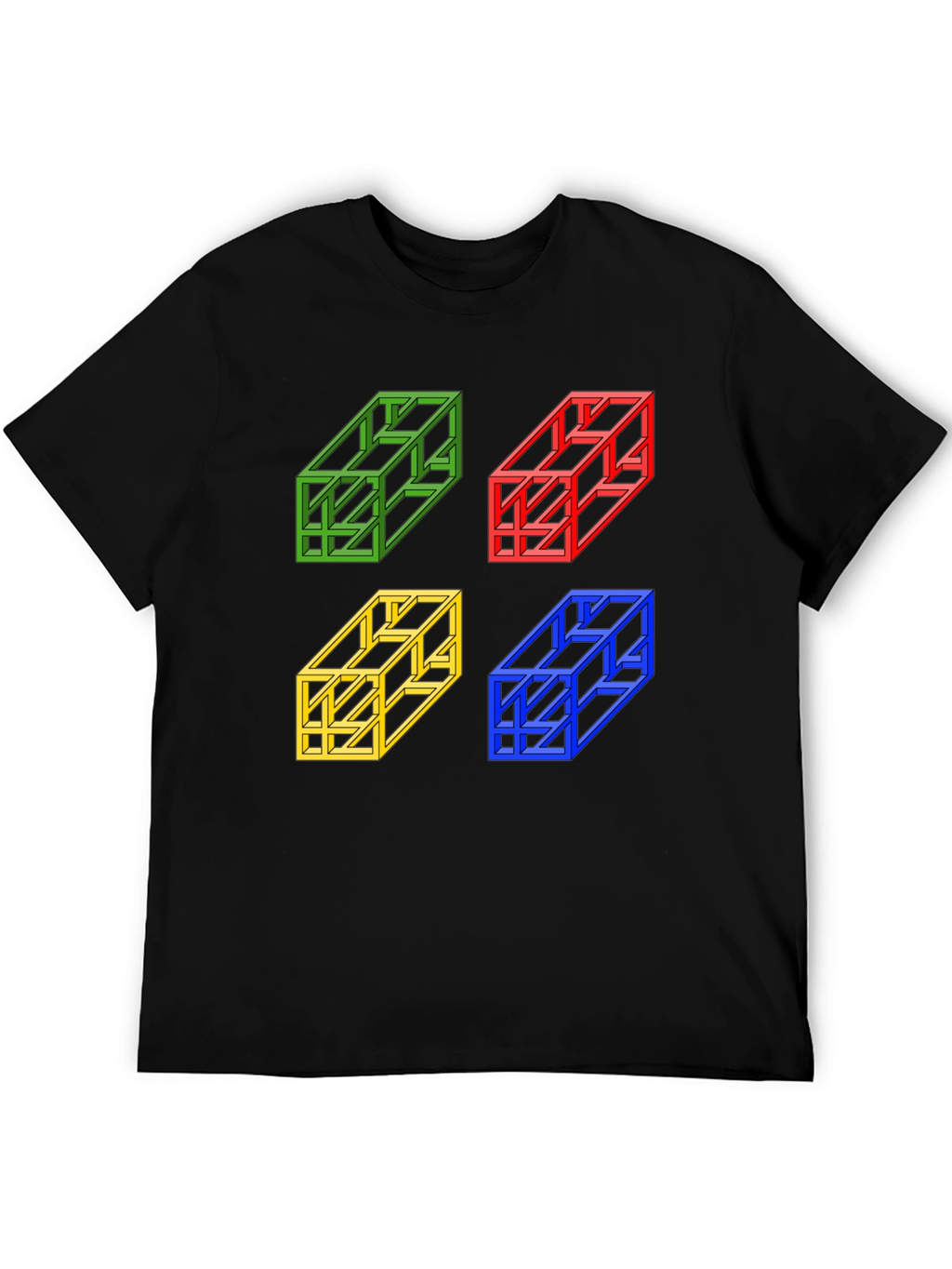 Optical Illusion Cube T-Shirt - Mens Graphic Tee