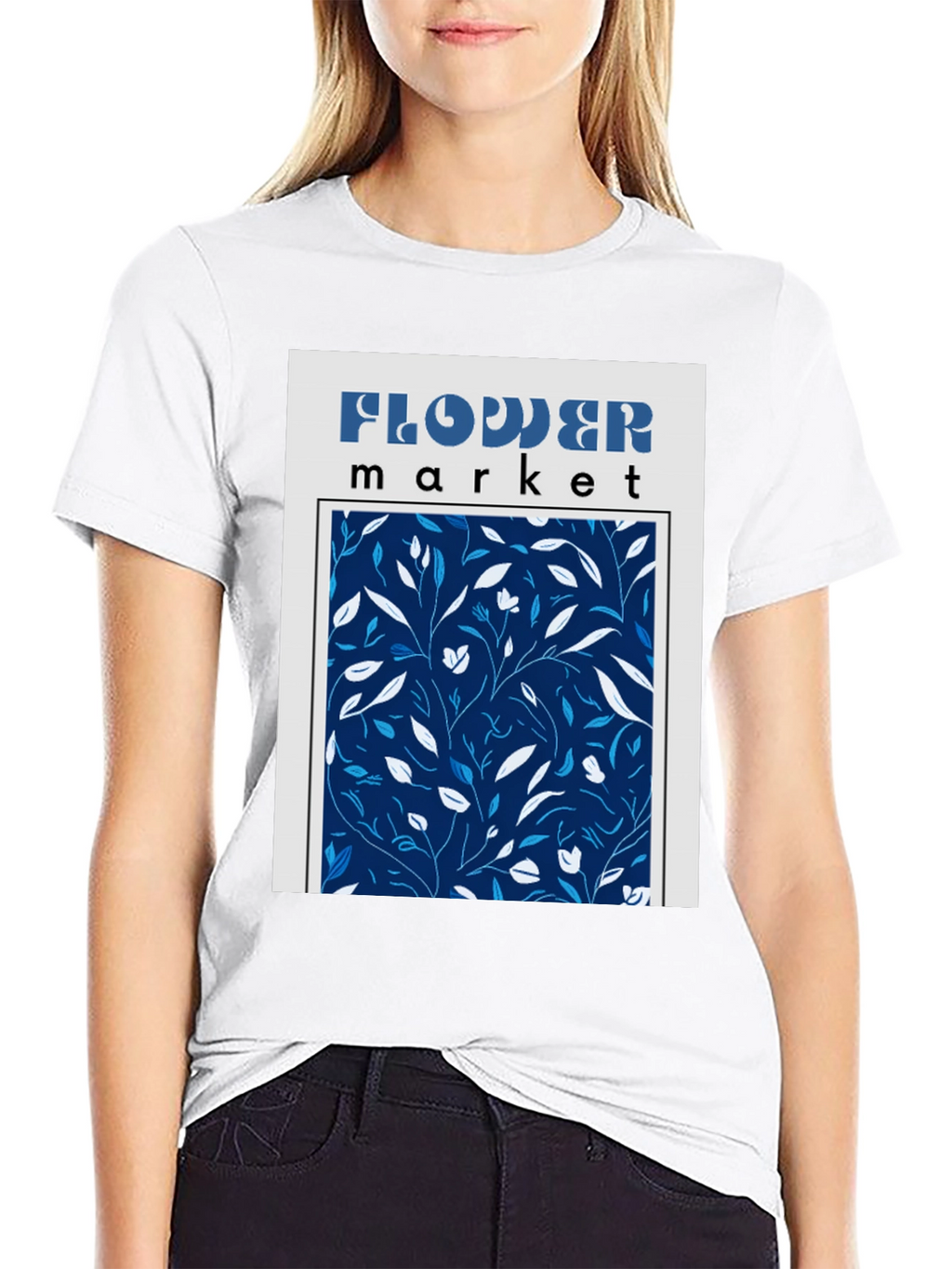 Flower Market Graphic Print Black T-Shirt