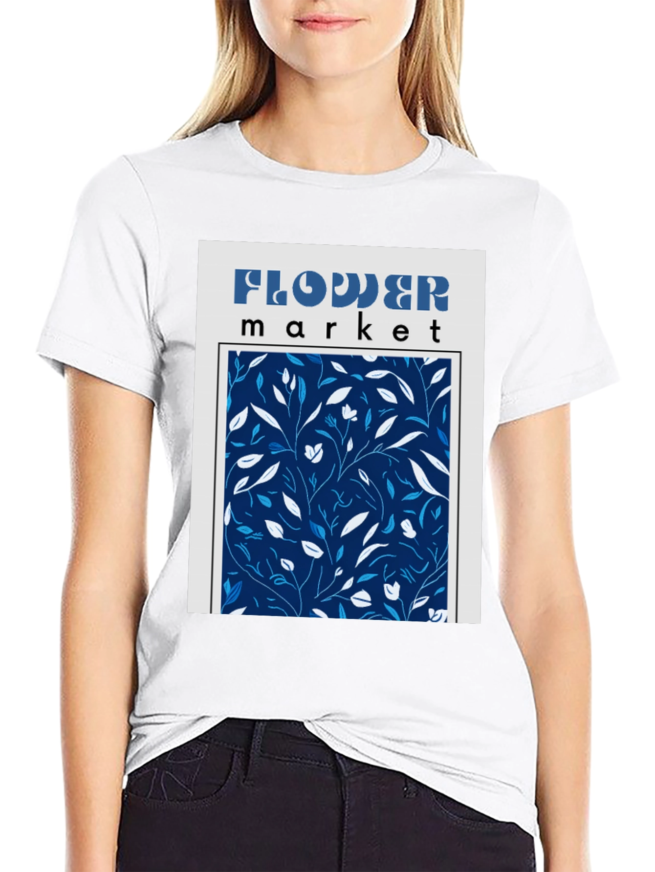 Flower Market Graphic Print Black T-Shirt