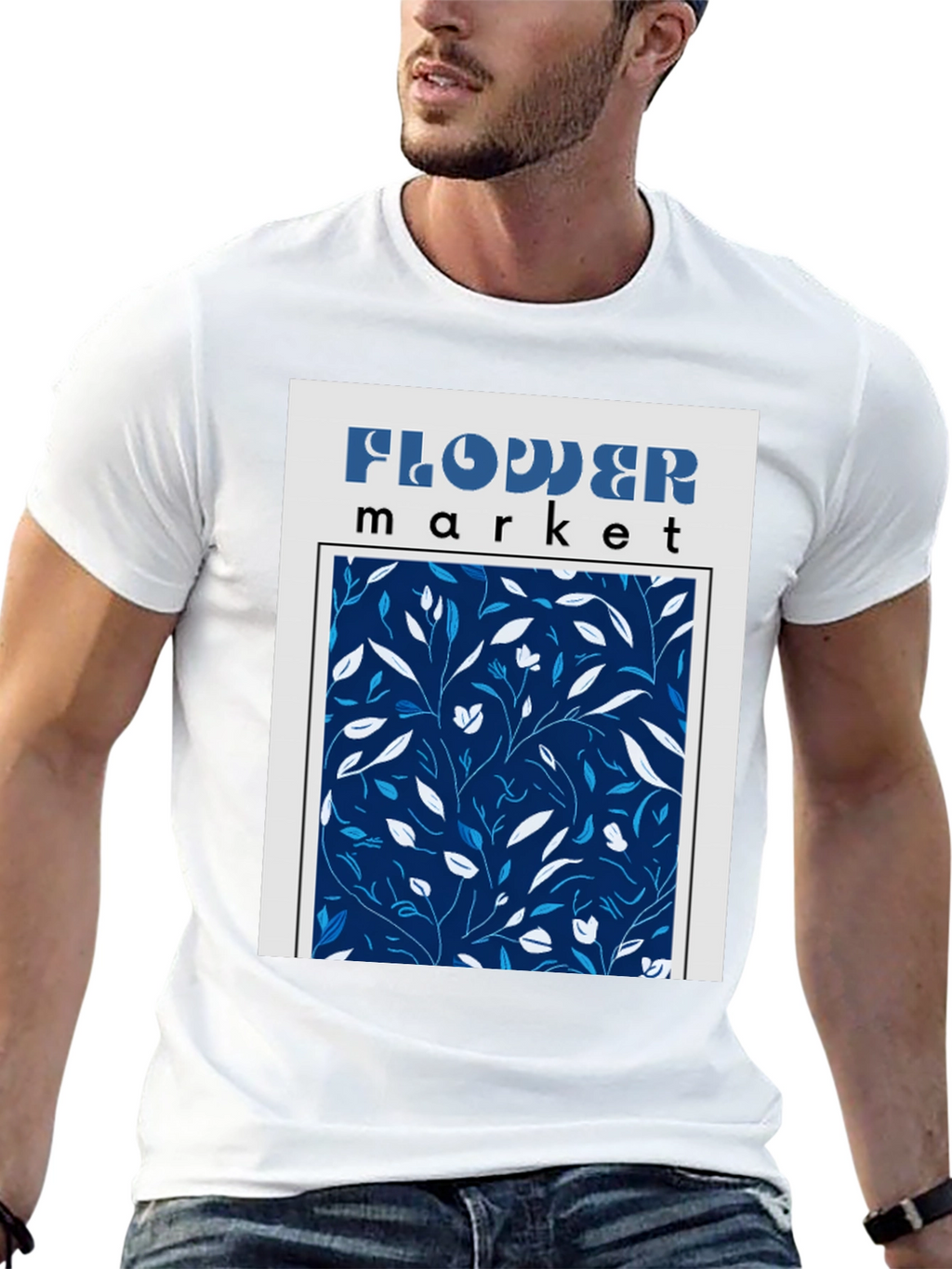 Flower Market Graphic Print Black T-Shirt