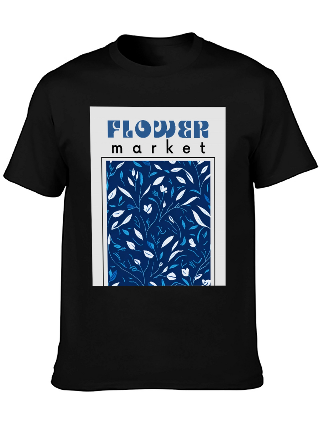 Flower Market Graphic Print Black T-Shirt