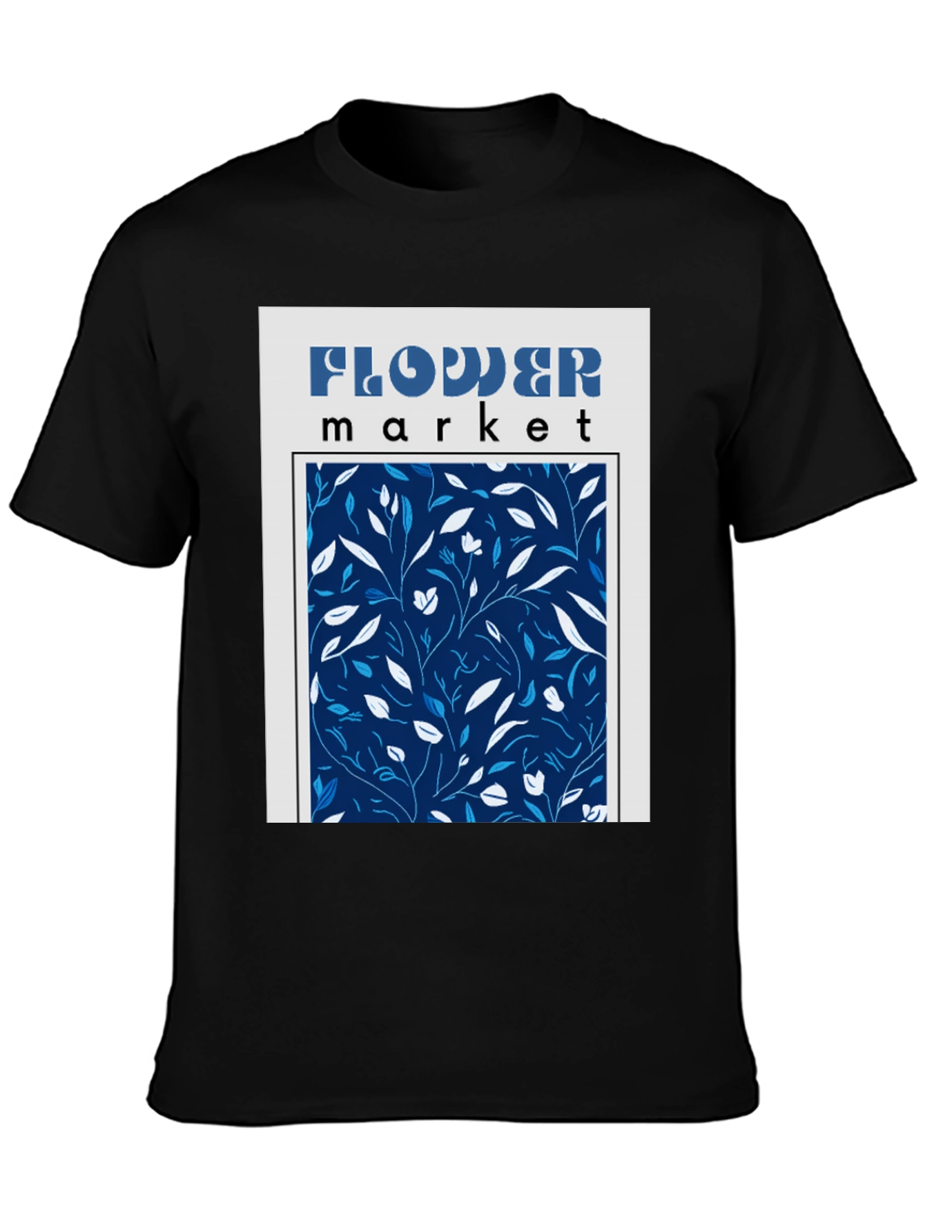 Flower Market Graphic Print Black T-Shirt