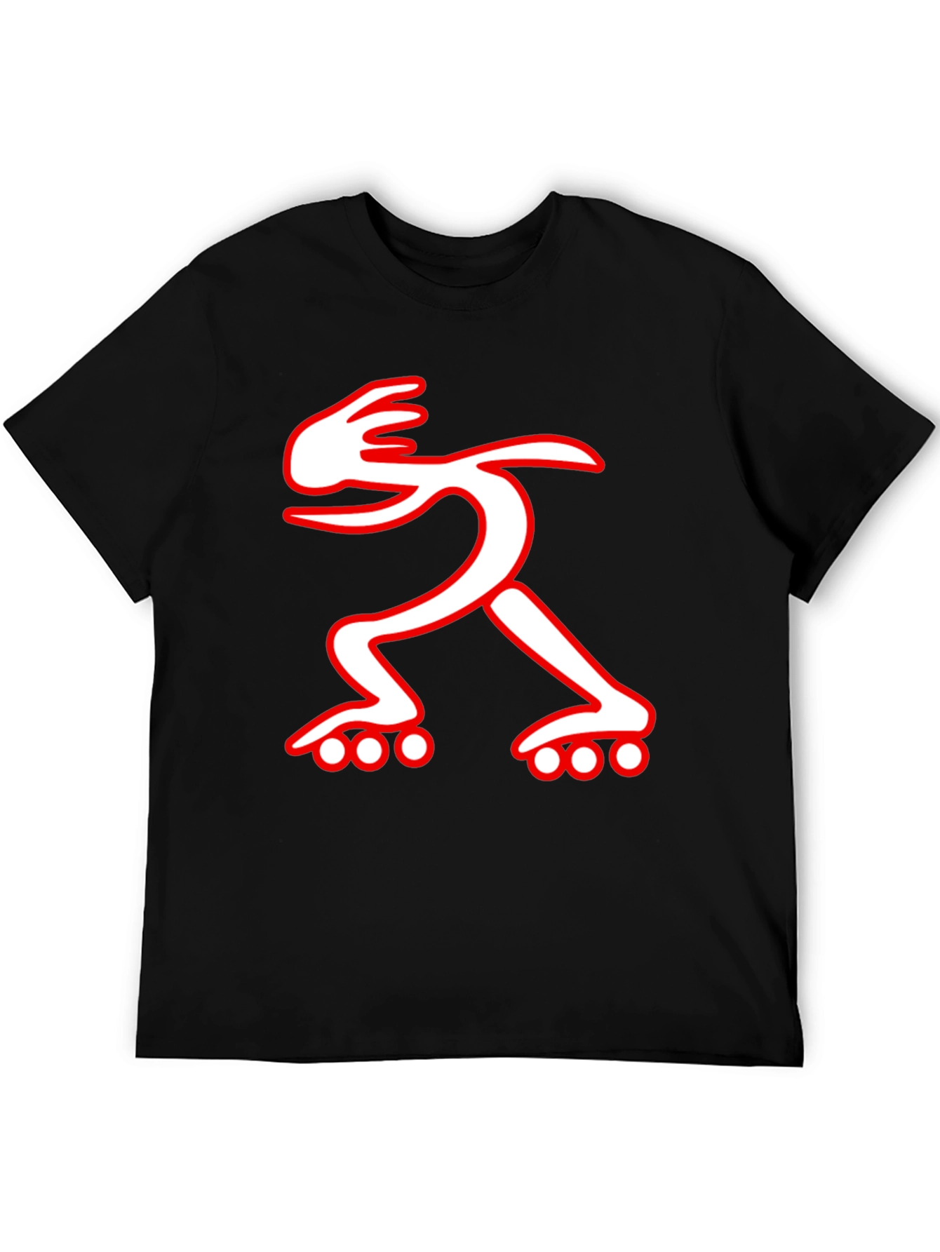 Black T-Shirt with Red and White Roller Skate Design